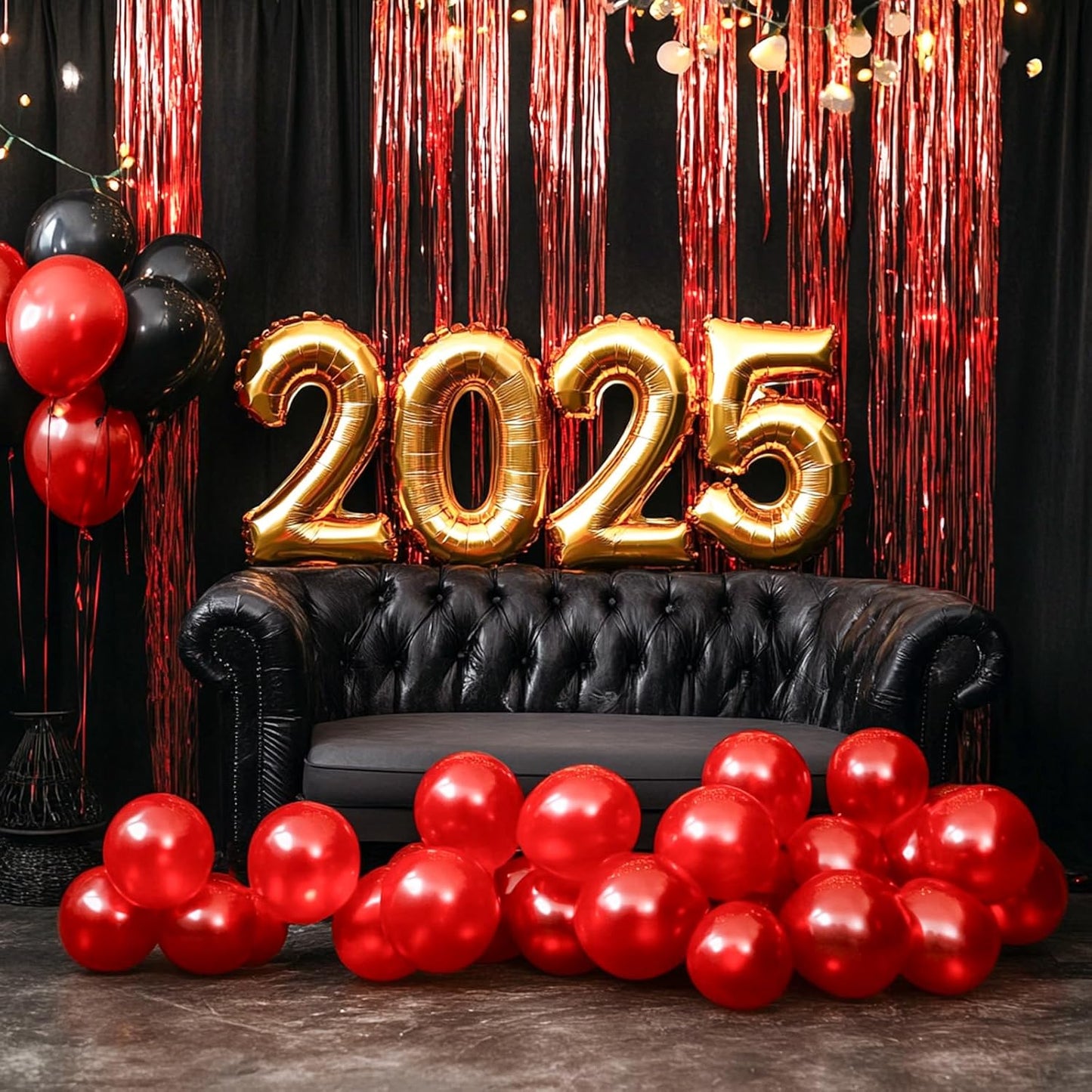 PartyWoo Red Streamers Fringe Curtain Backdrop 3 pcs 8.2 ft Tinsel Foil Backdrop for Baby Shower Graduation Birthday Girls Mothers Day Casino Firefighter Red Carpet Cherry Theme Party Decorations