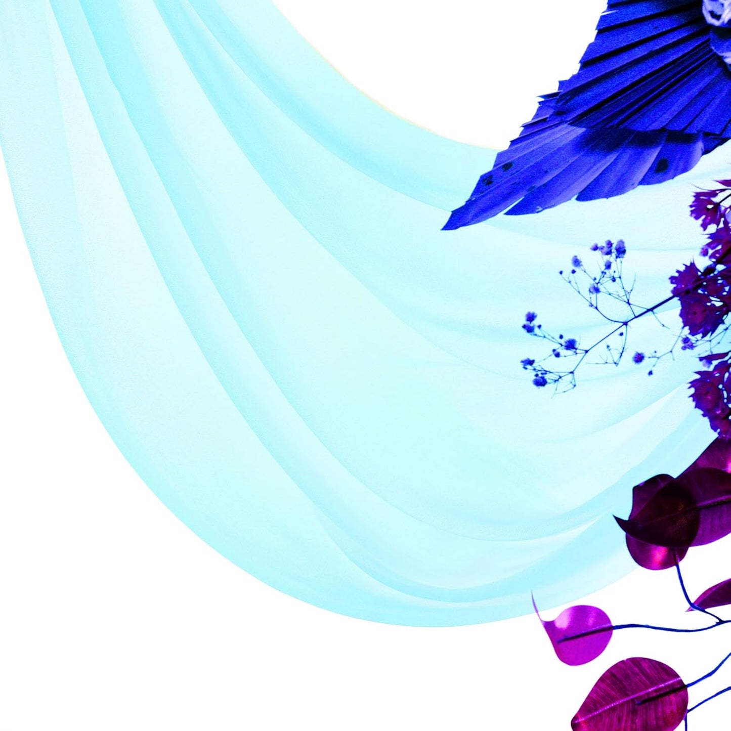 VDS Pack of 1 Panel (30 Inch X 20 Feet) Wedding Arch Draping Fabric Sheer Chiffon Fabric Drapery for Wedding Ceremony Reception Swag Backdrop Canopy Chuppah ARBO Altars Decoration (Teal)