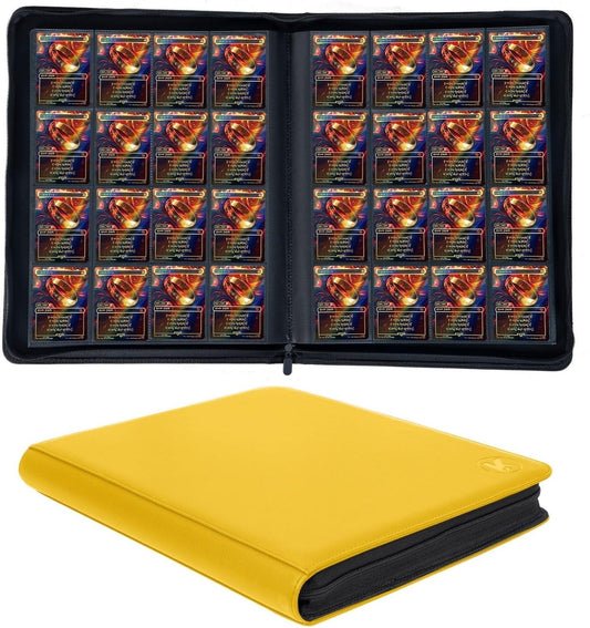 1000+ Pockets Trading Card Binder, 16-Pocket Card Ablum Compatible with MTG,Sports Cards & Other Standard Size Trading Cards (Yellow)