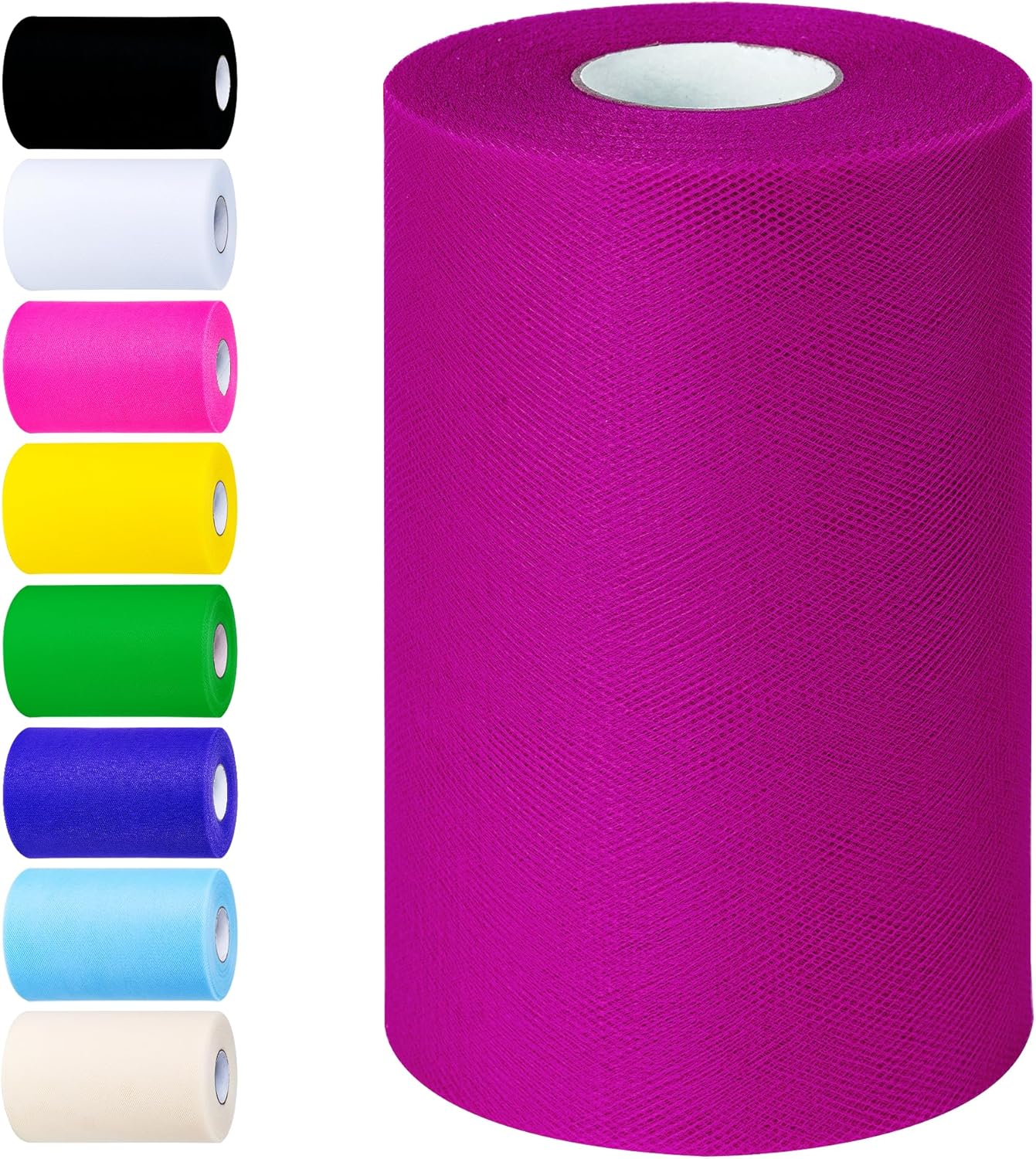 Rose Red Tulle Fabric Rolls 6 Inch by 100 Yards (300 feet) Tulle Roll Spool Fabric for DIY Tutu Skirt Baby Shower Birthday Party Wedding Decorations Christmas Craft Supplies (Rose Red)