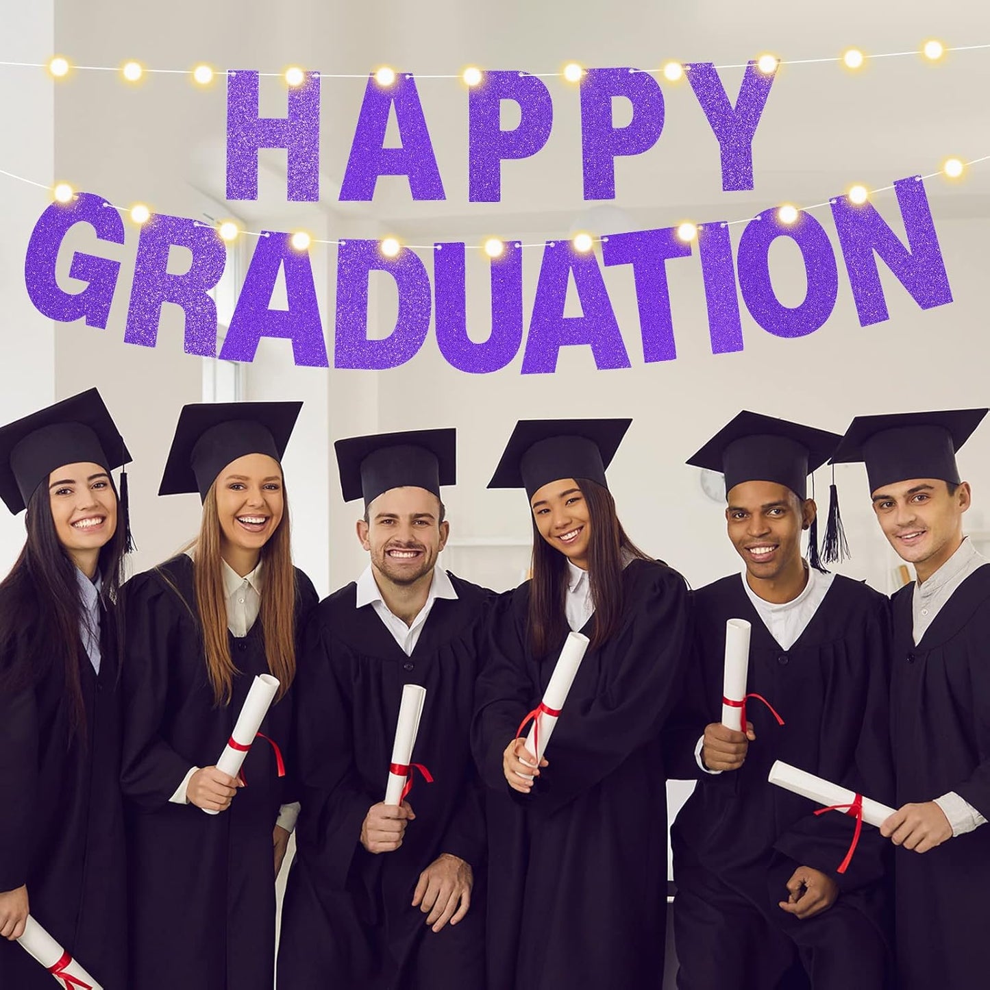 TaoBary 112 Pcs DIY Letter Kit Glitter Customizable Banner Letters Include 107 Letters and Numbers 3 Rope and 2 Needles for Birthday Halloween Christmas Wedding Valentine Party Decor(Purple)