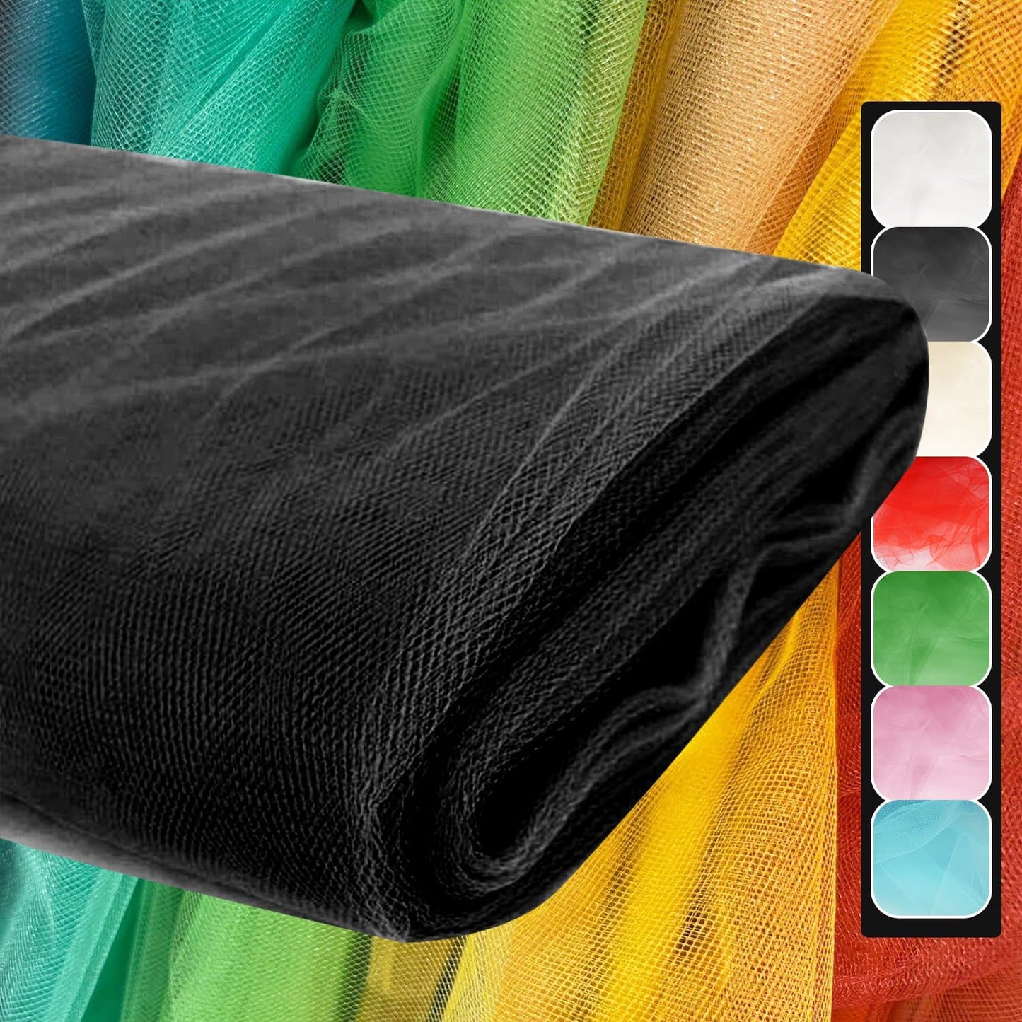108 Inch 25 Yards Black Tulle Fabric Roll, Extra Large Matte Tulle Netting Bolt for Wedding Ceiling Drapes Arch Banquet Party Decorations Tutu Skirt Baby Shower DIY Crafts Gift Wrapping (Black)