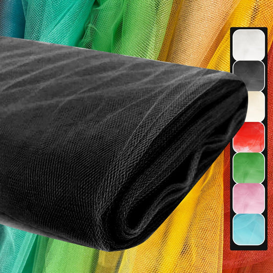 108 Inch 25 Yards Black Tulle Fabric Roll, Extra Large Matte Tulle Netting Bolt for Wedding Ceiling Drapes Arch Banquet Party Decorations Tutu Skirt Baby Shower DIY Crafts Gift Wrapping (Black)