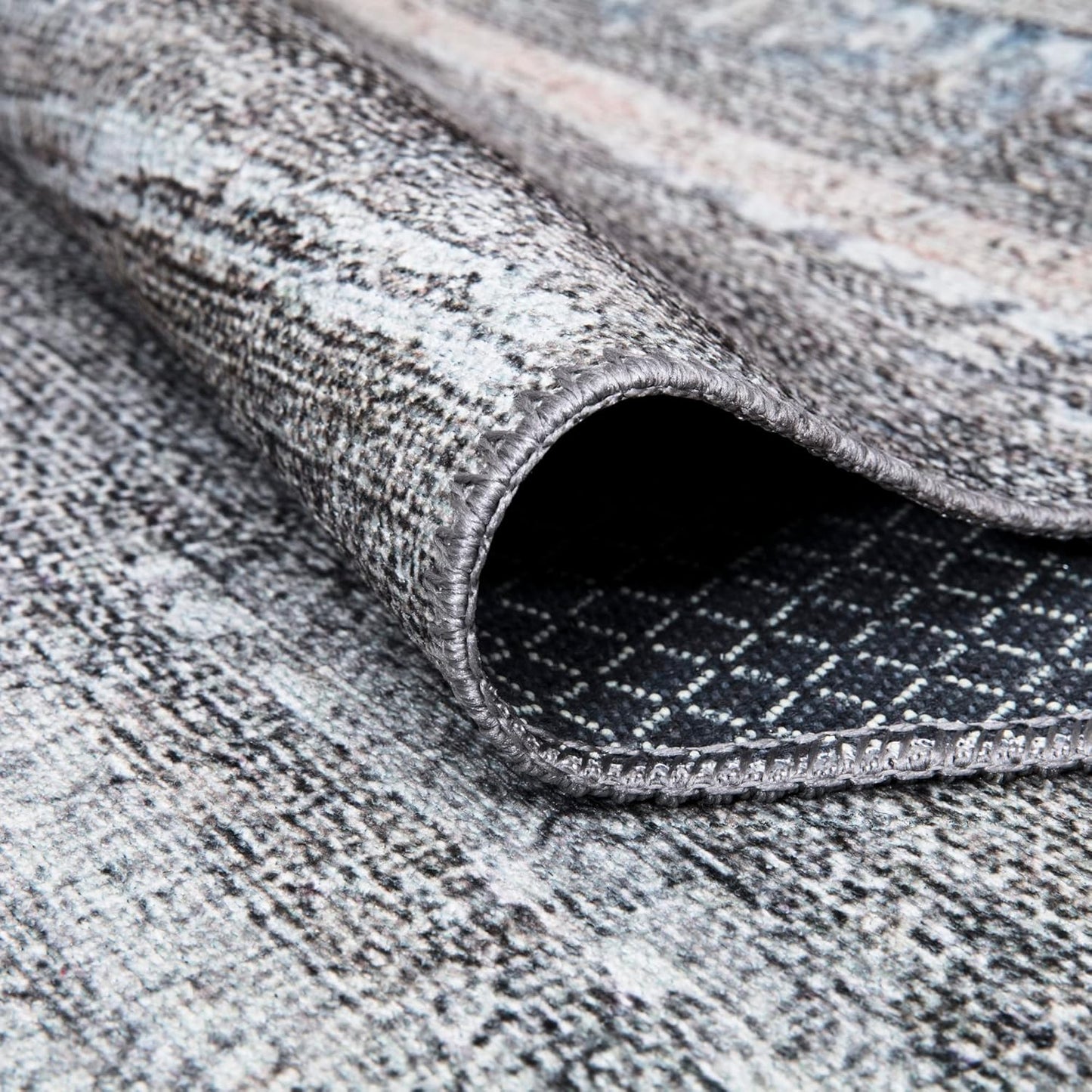 Bloom Rugs Washable Non-Slip 7 ft Runner - Gray/Blue/Blush Modern Abstract Runner for Entryway, Hallway, Bathroom, and Kitchen - Exact Size: 2.5' x 7'