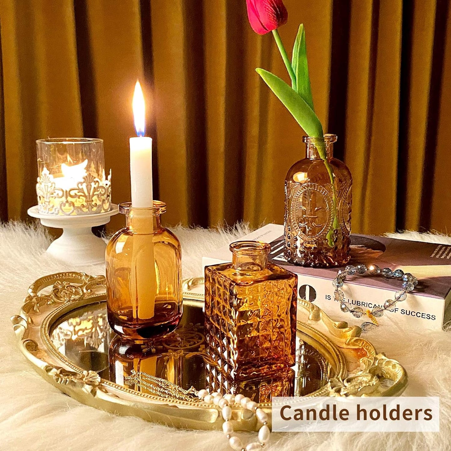 Glass Bud Vases,Small Vase for Flower,Vases for Centerpieces,Vintage Mini Vases for Wedding Decor,Home Table Decorations Diffuse Bottles,Ideals for Gifts(Pack of 30,Dark Brown)