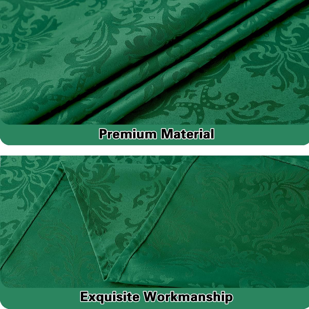Jacquard Tablecloths for Rectangle Tables 60 x 84 Inch, Spill Proof Stain Resistant Damask Table Cloth, Soft Fabric Table Cover for Dining, Party, Indoor, Outdoor, Spring, Easter, Green