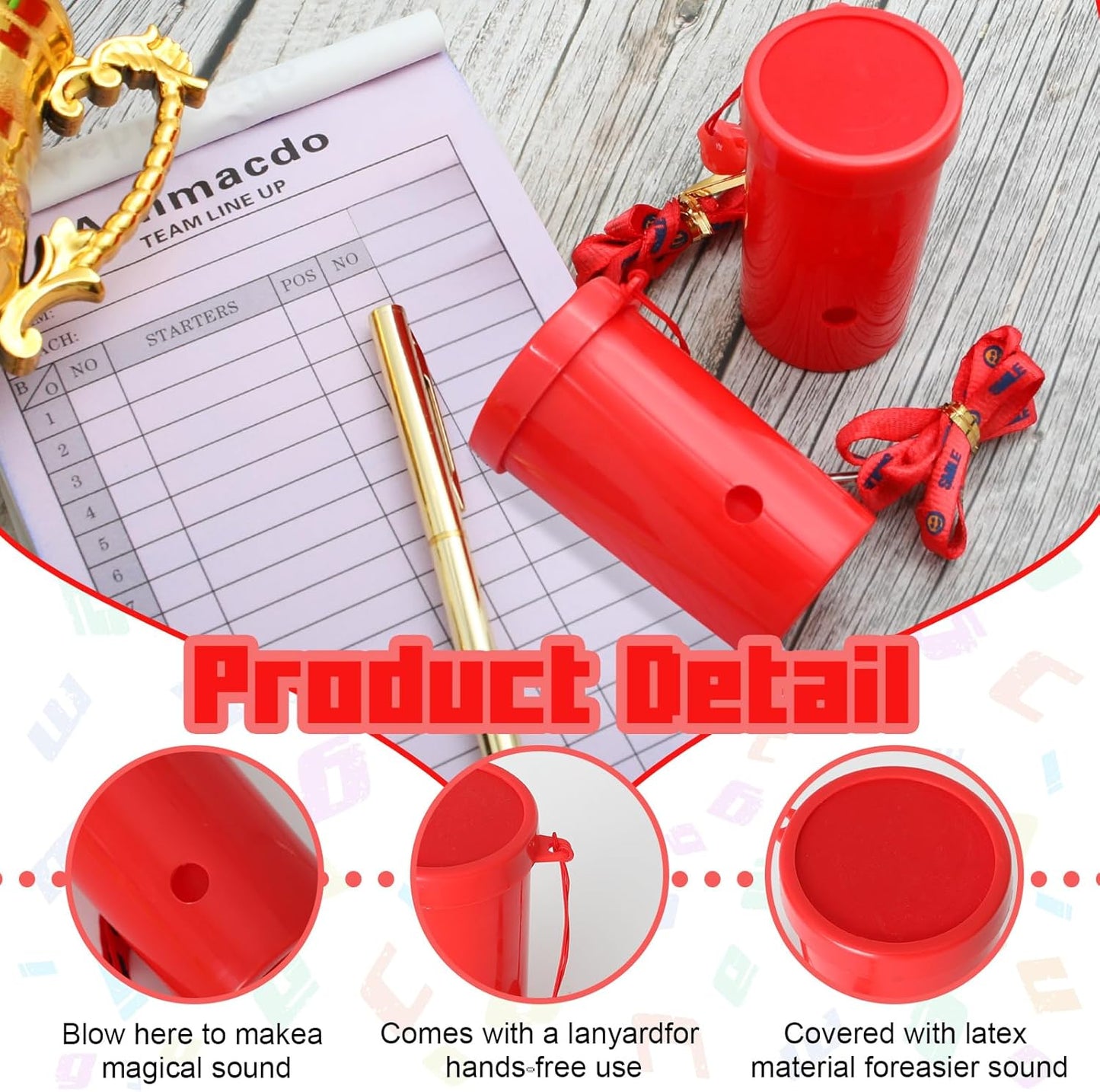 12 Pcs Mini Air Horns 3 Inch Noisemakers for Sporting Events Parties Celebrations Loud Noise Maker Blow Horn Noise Whistle with Lanyard for Birthday Party Celebrations Goodie Fillers(Red)