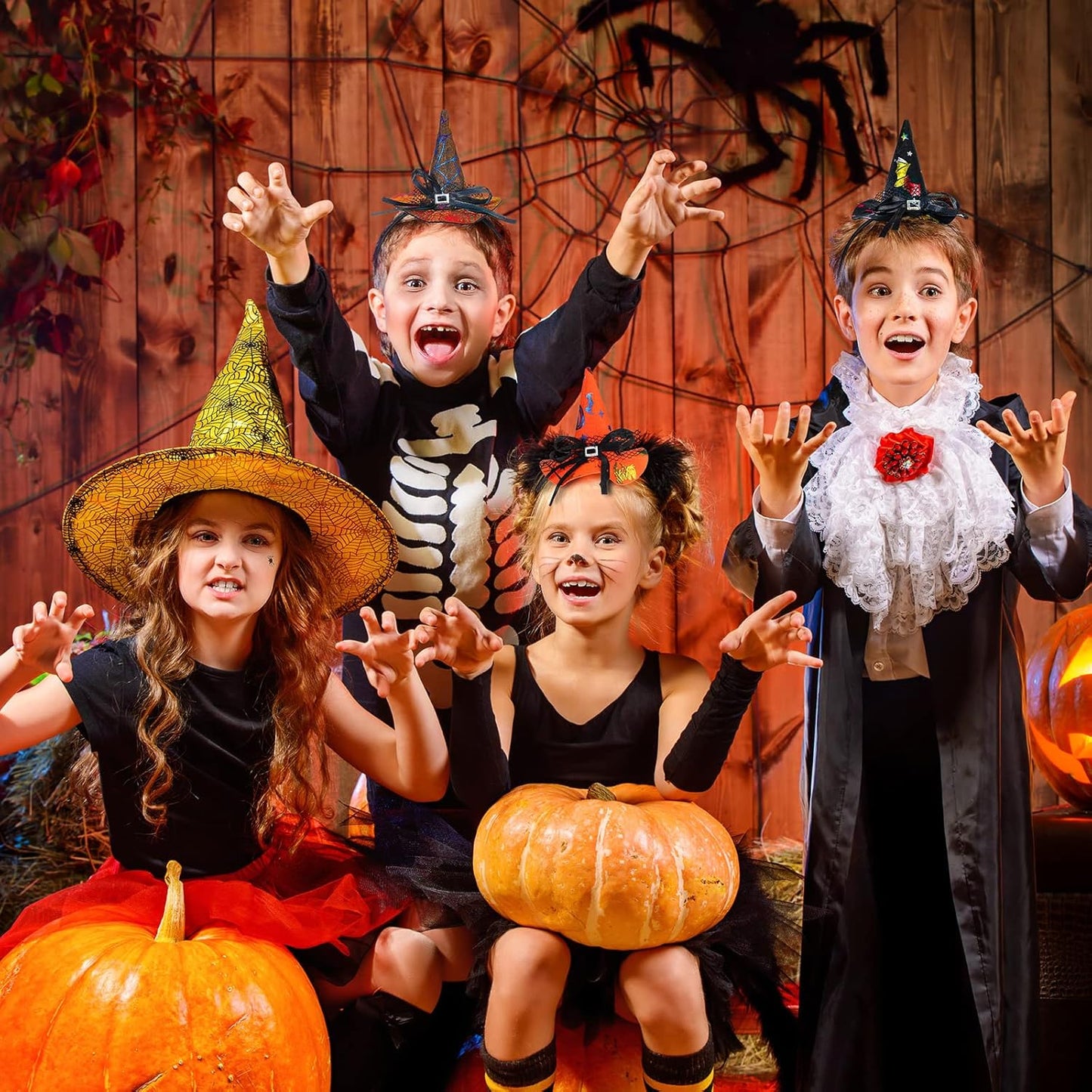 Hanaive 16 Pieces Halloween Headband Witch Hat Headband for Women Halloween Cosplay Witch Costume Hair Accessories