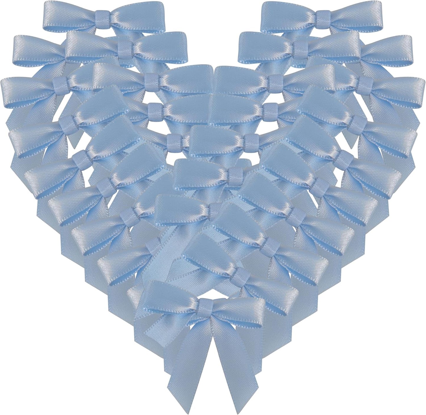 50pcs 1-1/2" Mini Light Blue Satin Ribbon Bows Without Twist Ties for Crafts Gift Wrapping Packing Christmas Baby Shower Decoration (Light Blue)