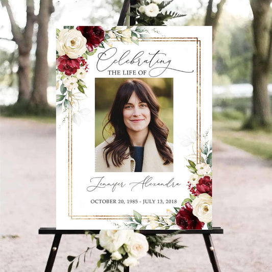 Personalized Funeral Welcome Signs, Celebration Of Life Yard Sign, Celebration Of Life Decoration, Custom Memorial Signs, Minimalist Celebrate of Lifes Sign With Photo, Memory Signage For Funerals #21