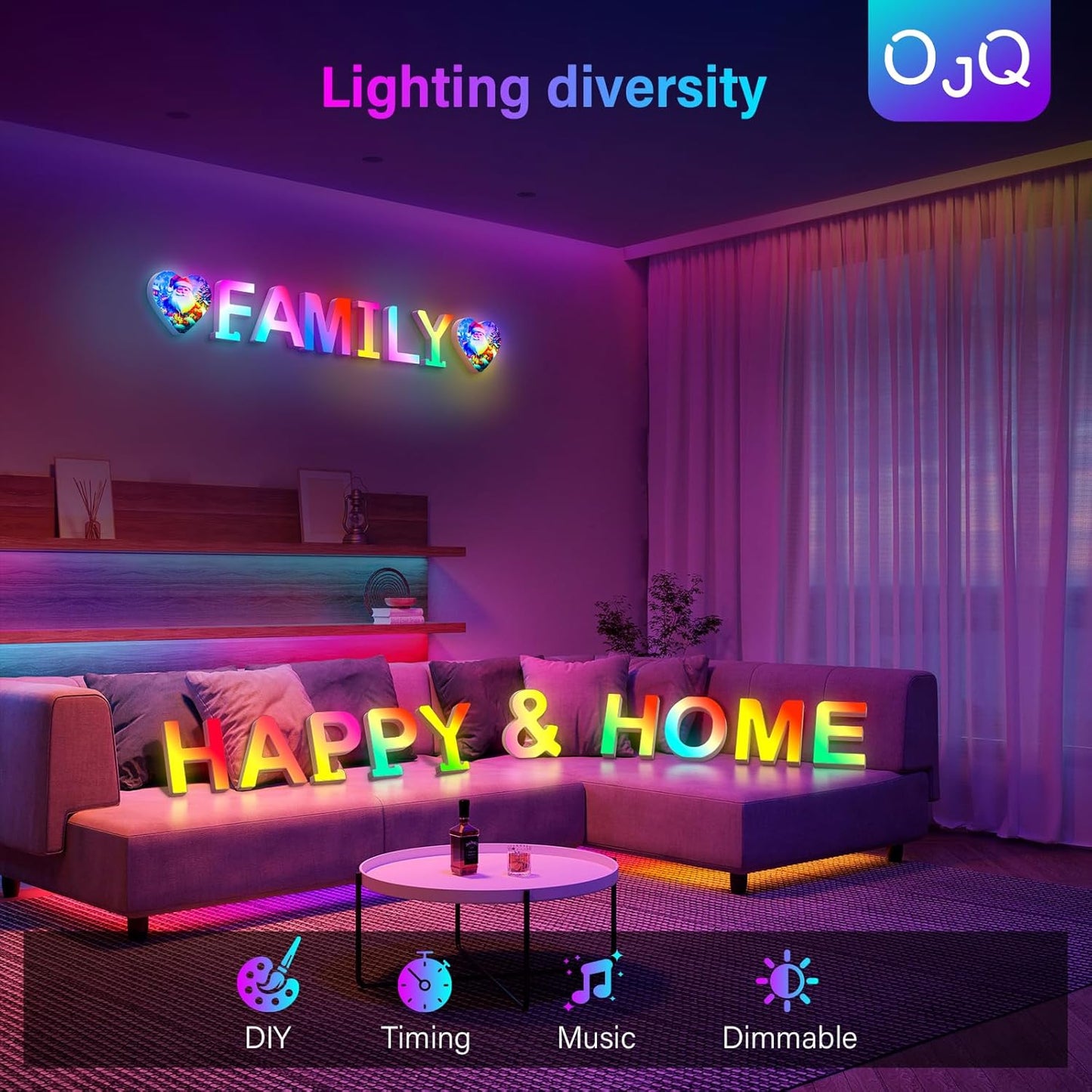 OJQ Light Up Letters LED Letter - Bedroom Lighted Colorful Alphabet Letter Music Sync Color Change - Christmas Birthday Gifts for Girl - Teen Girls Room Decor Gifts Party Home Wall Bedroom Decor