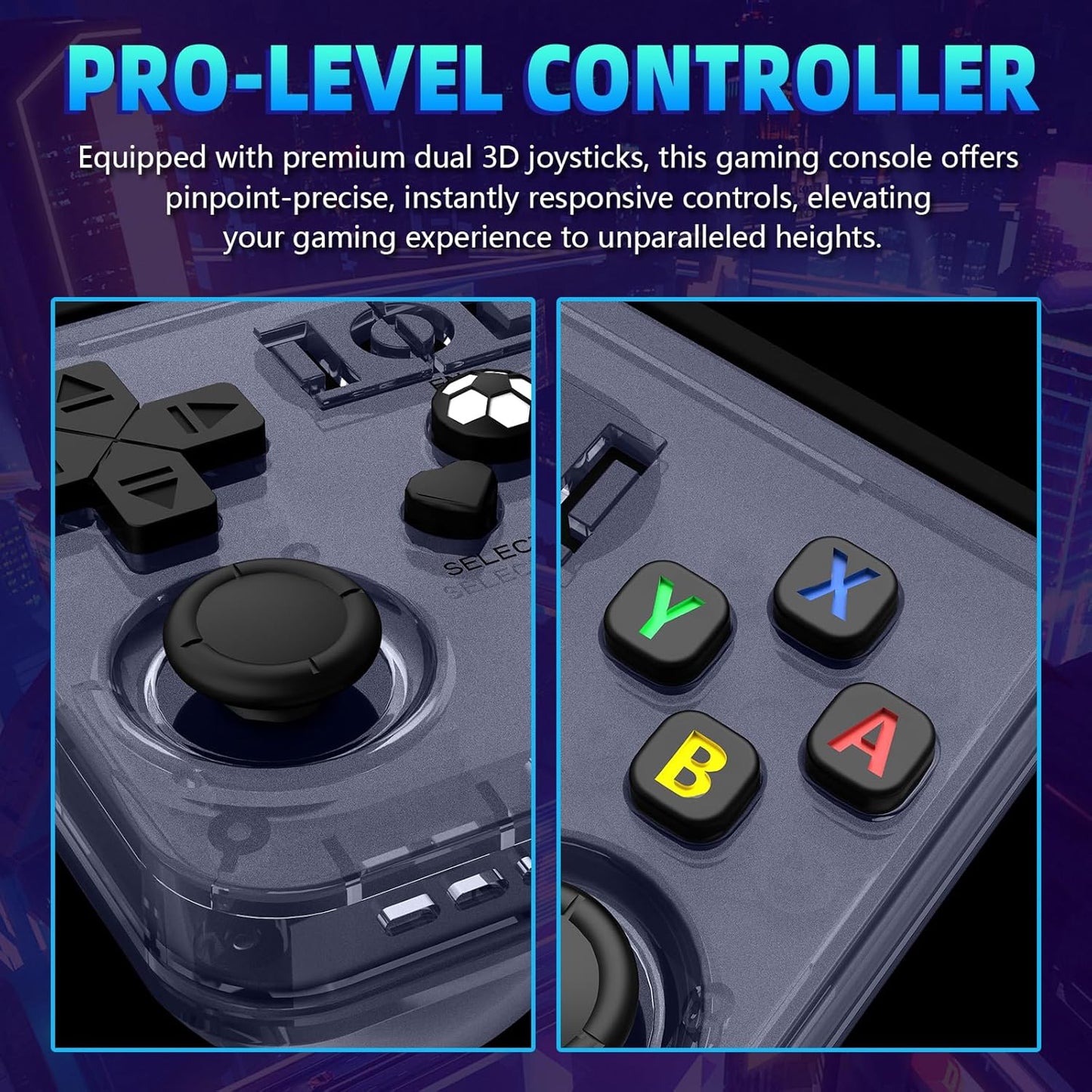 R36MAX Retro Handheld Game Console - 64GB Preloaded Classic Video Games, Support 30+ Simulators, Linux-Powered Portable Game Emulator Console with 4.0-in HD IPS Screen (Transparent Gray)