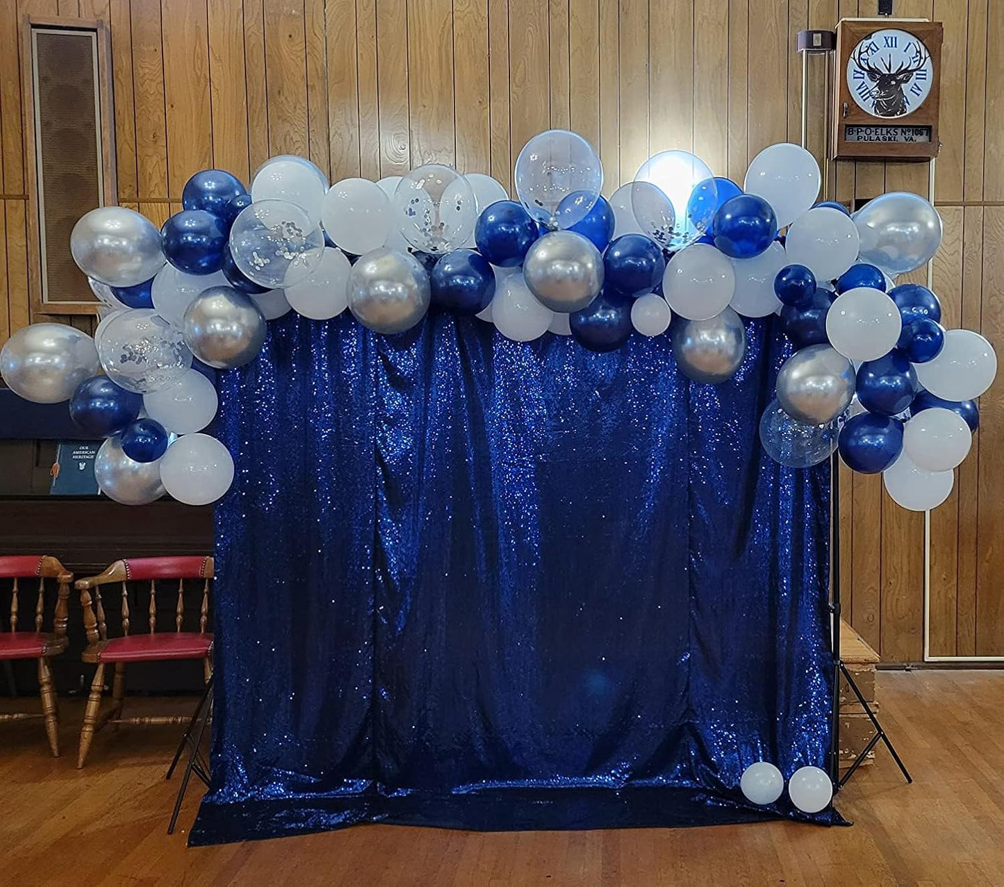 Navy Blue Sequin Backdrop Curtains 1 Panel 8FTx8FT Glitter Navy Blue Photo Backdrop Drapes Party Wedding Baby Shower Curtain Sparkle Photography Background Backdrop