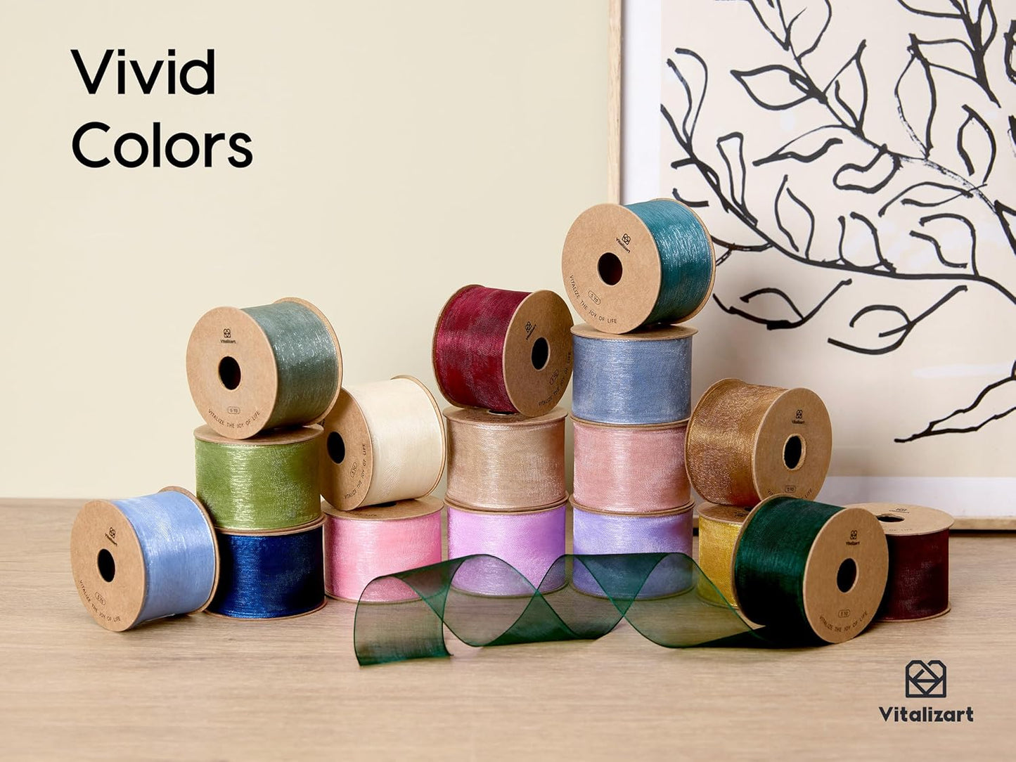 Vitalizart 1.5" x 45 Yards Organza Ribbon Pastel Color 9 Rolls x 5 Yd Sheer Ribbon for Gift Wrapping Crafts Christmas Tree Bows Wedding Invitations Wreaths Party Decor Bouquet DIY Projects