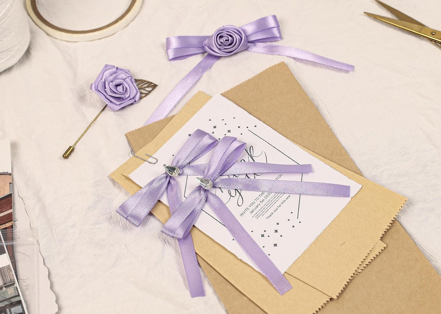 Lavender Satin Ribbon 3/8 inch X Continuous 25 Yards, Single Face Polyester Ribbon Perfect for Gift Wrapping, Flower Bouquet, Wedding Decor, Crafts, Bow Making, Sewing and More