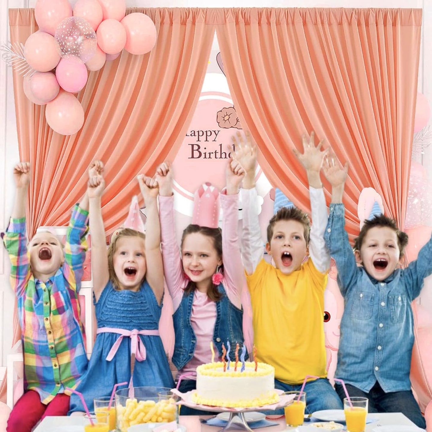 10 x 7 Feet Rose Gold Backdrop Curtain for Partie, Background Curtains for Photoshoot, Birthday, Wedding, Halloween, Thanksgiving, Christmas Day, New Year Party Decorations 5Ft x 7Ft, 2 Panels