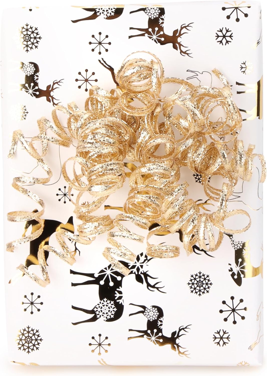 6" Metallic Champagne Christmas Curly Ribbon Bows for Gift Wrapping Self Adhesive Gift Bows for Holiday Decor, Baskets, Birthday, Wedding, Presents, Party Favors Decorations 6-Count