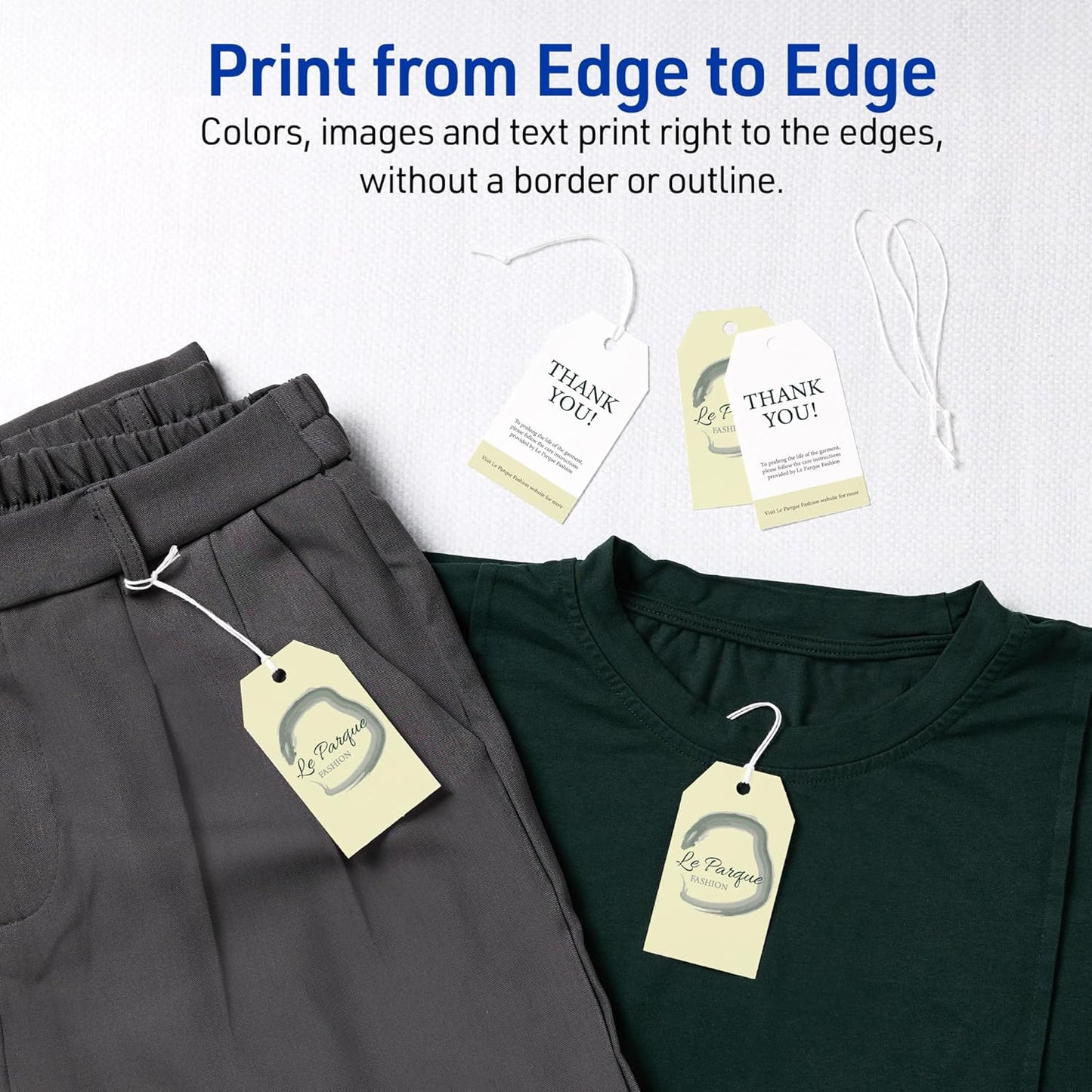 Avery Blank Printable Tags, Sure Feed Technology, 2" x 3.5", White, 96 Customizable Tags, String Included, Great for Branding, Gifts, Merchandising, and More (22802)