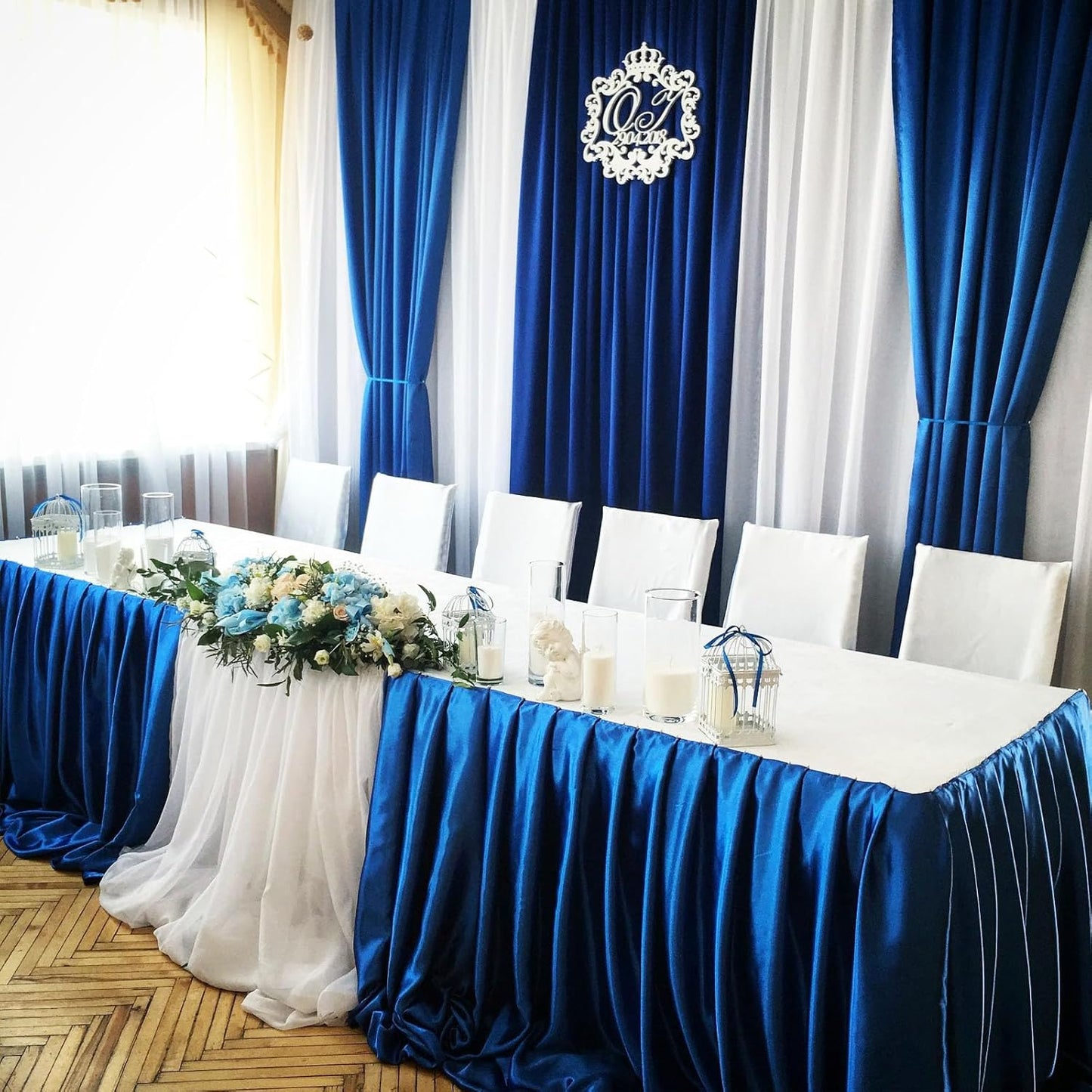 2 Panels Blue Backdrop Curtain, 10 x 7 Feet Background Curtains for Parties, Weddings, Baby Showers, Bachelorette Halloween, Christmas Birthday Party Photoshoot Backdrop Curtains Decorations