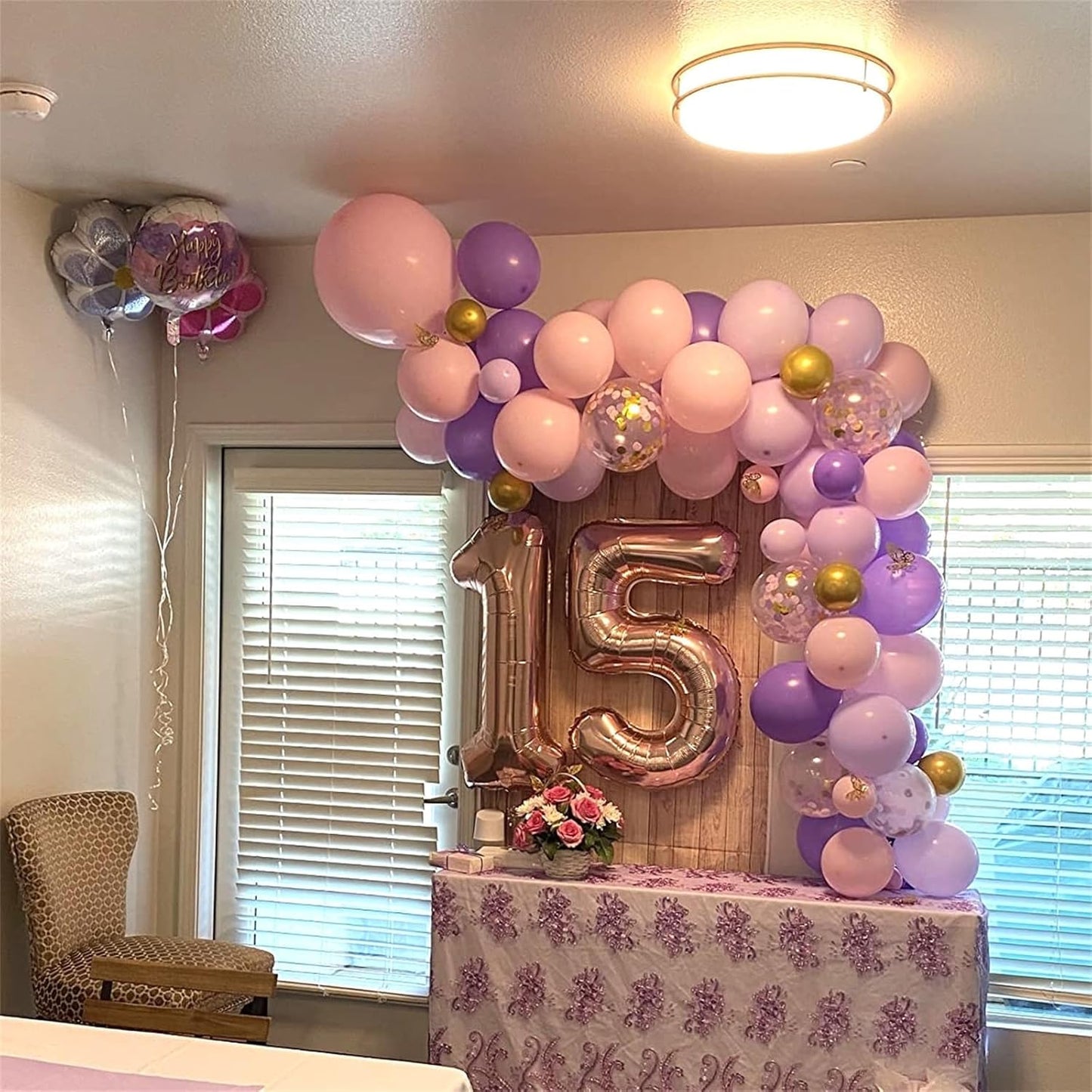 Pastel Pink and Purple Balloons, 12 Inch Light Purple Baby Pink Confetti Balloons with Metallic Lilac Latex Balloon Set for Girls Women Butterfly Birthday Baby Bridal Shower Wedding Party Decorations