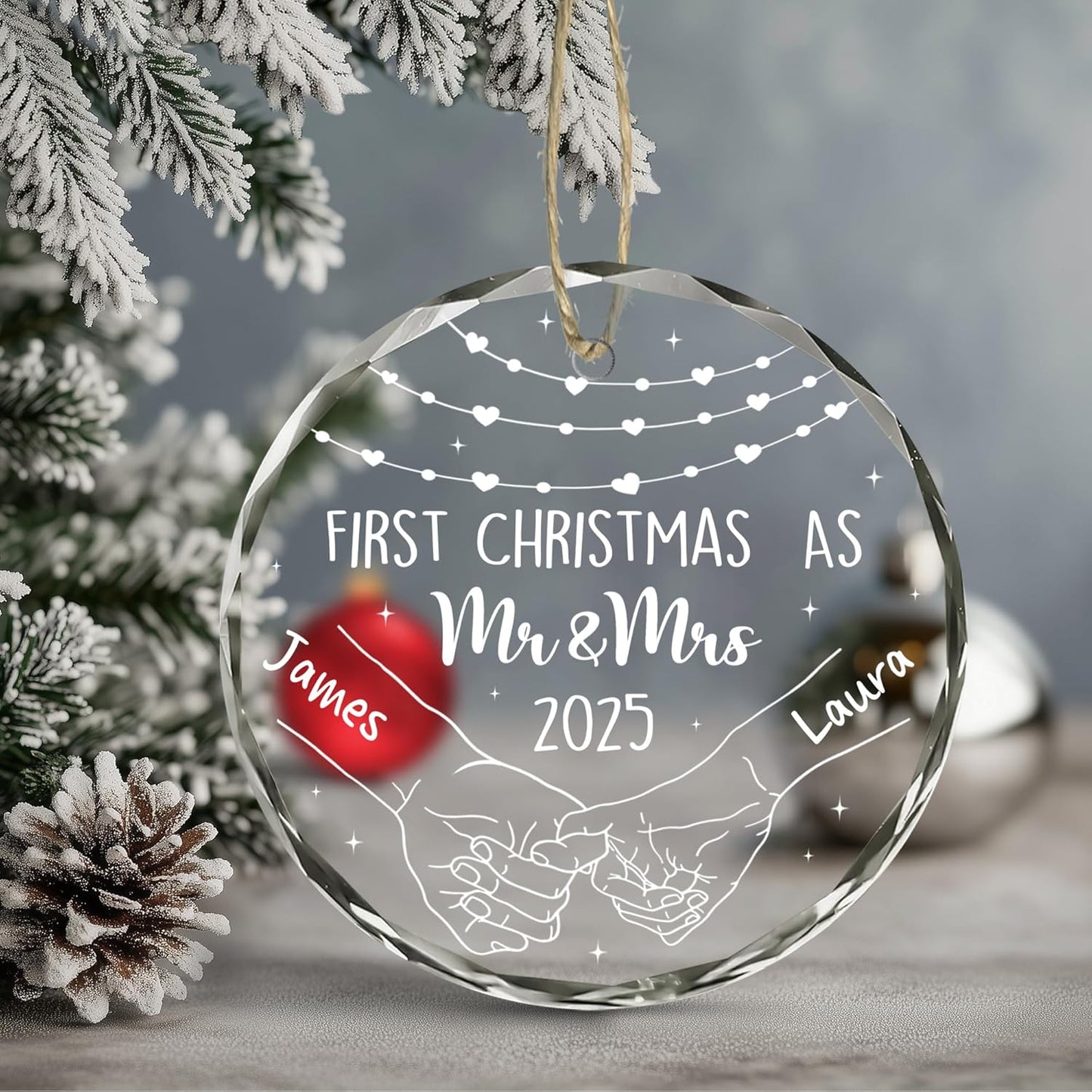 Personalized The Year We Became Mr & Mrs Christmas Ornament - Wedding Gifts For Newlywed Couple, Bride And Groom - Bridal Shower Ornaments 2025 - Wedding Gifts for Couples 2025
