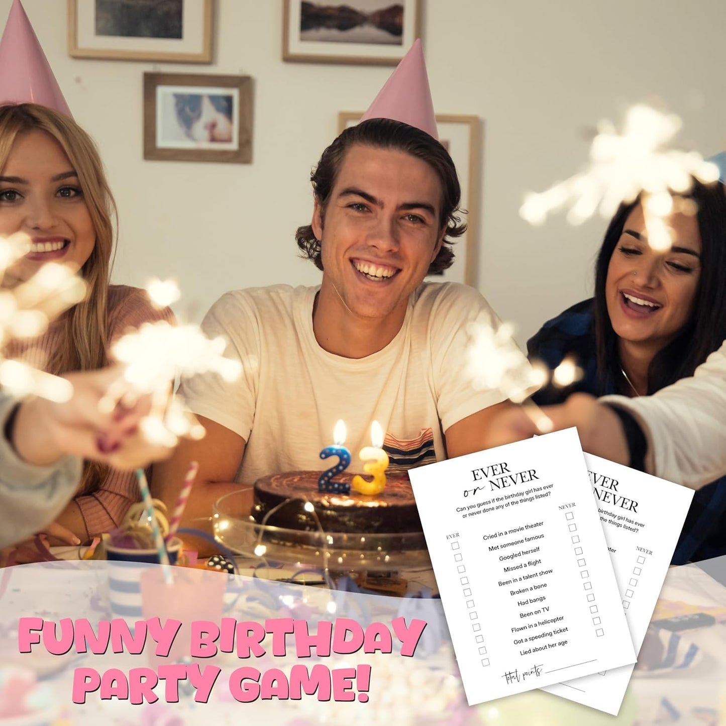 Birthday Party Games, Ever or Never, 25 Pcs Card Set for Guests, Fun Birthday Game for Teen Adults – A03