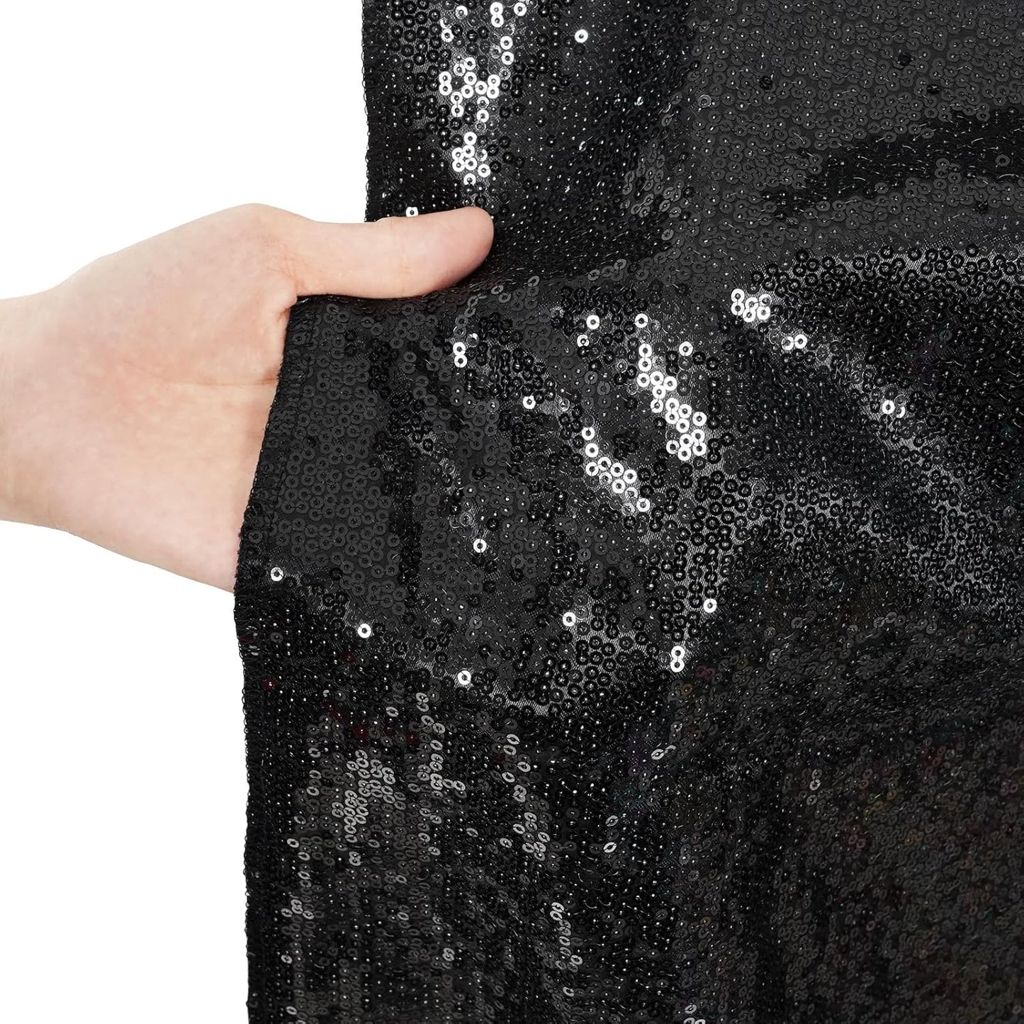Poise3EHome 5Ft x 7Ft Black Sequin Backdrop, Glitter Thick Sequin Background Drapes Sequence Xmas Thanksgiving Backdrop for Wedding Party Holiday Festival Decor