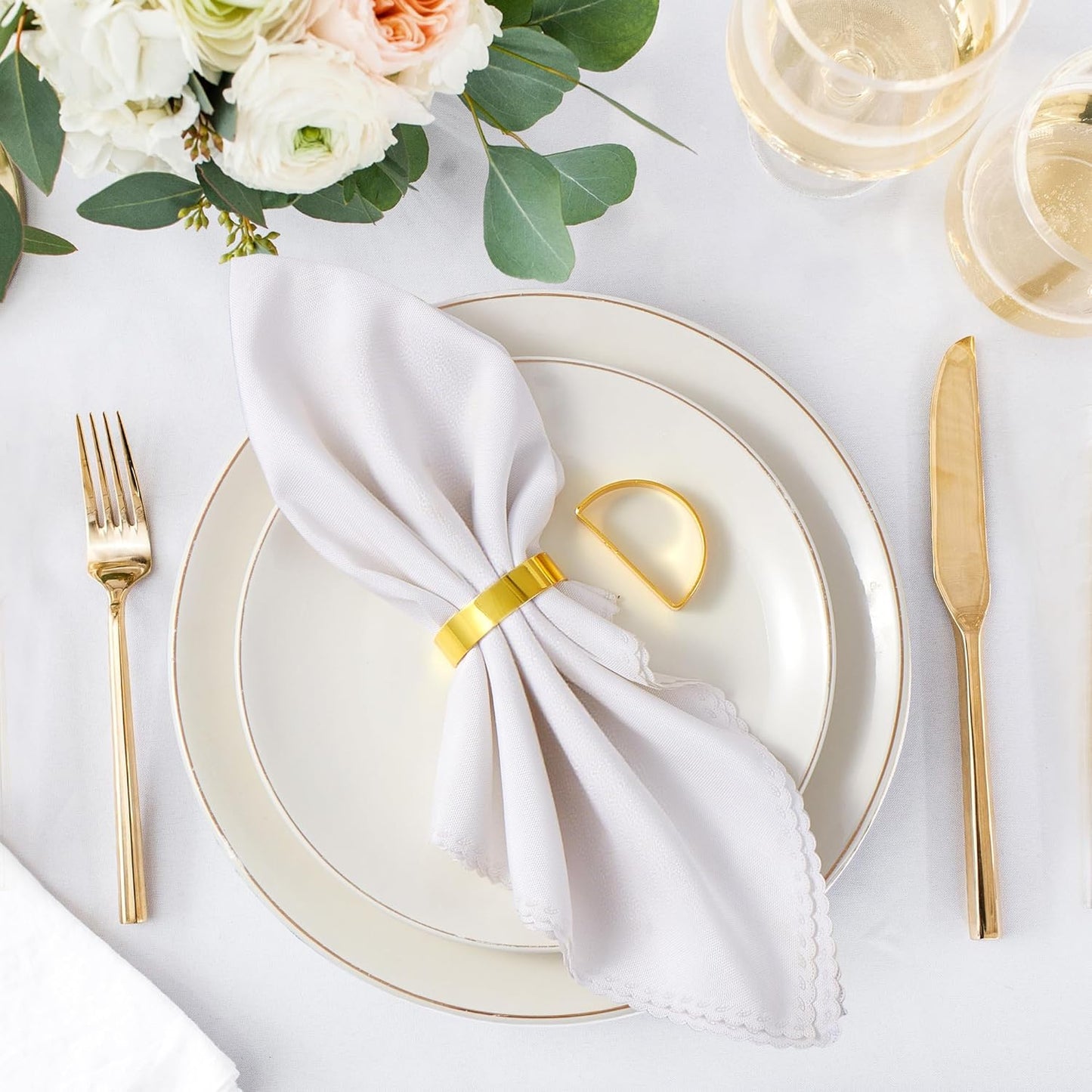 20PCS Gold Napkin Rings Iron Material Bright Gold Napkin Holder, Fall Thanksgiving Christmas Easter Napkins Rings for Daily Table Decor Wedding, Banquet, Party