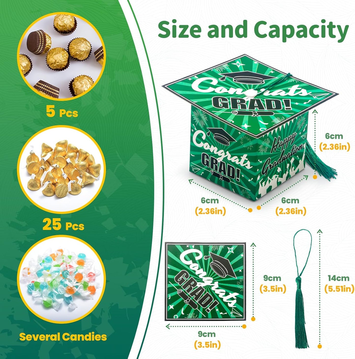 COTOPHER 36 Pack Mini Graduation Cap Gift Boxes, Class of 2025 Graduation Candy Boxes with Tassel, Small Treat Chocolate Box Centerpieces for Tables Party Decorations Graduate Favors Supplies