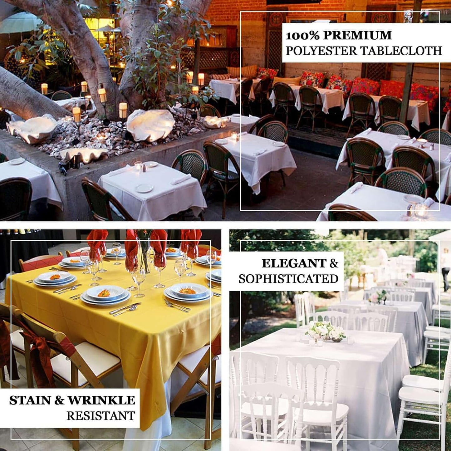 Efavormart 90" Square Polyester Table Overlay for Wedding Kitchen Dining Events - Pink