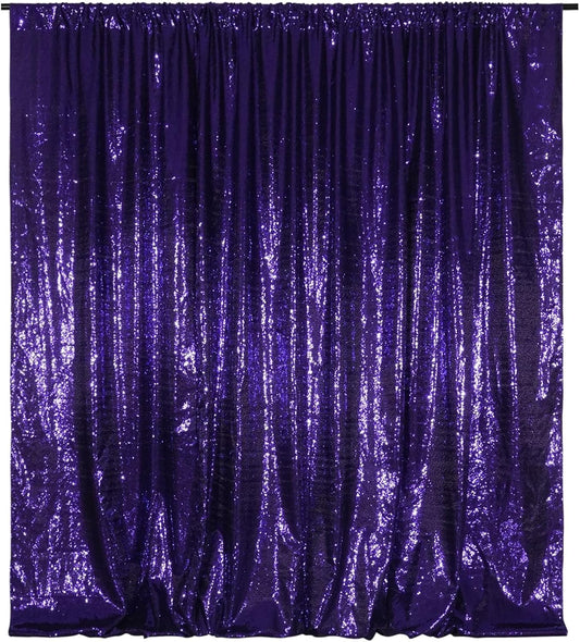Poise3EHome 10Ft x 10Ft Purple Sequin Backdrop Curtain, Glitter Thick Satin Background Drapes, Sparkly Opaque Photography Curtain, Sequence Backdrop for Halloween Wedding Party Decor