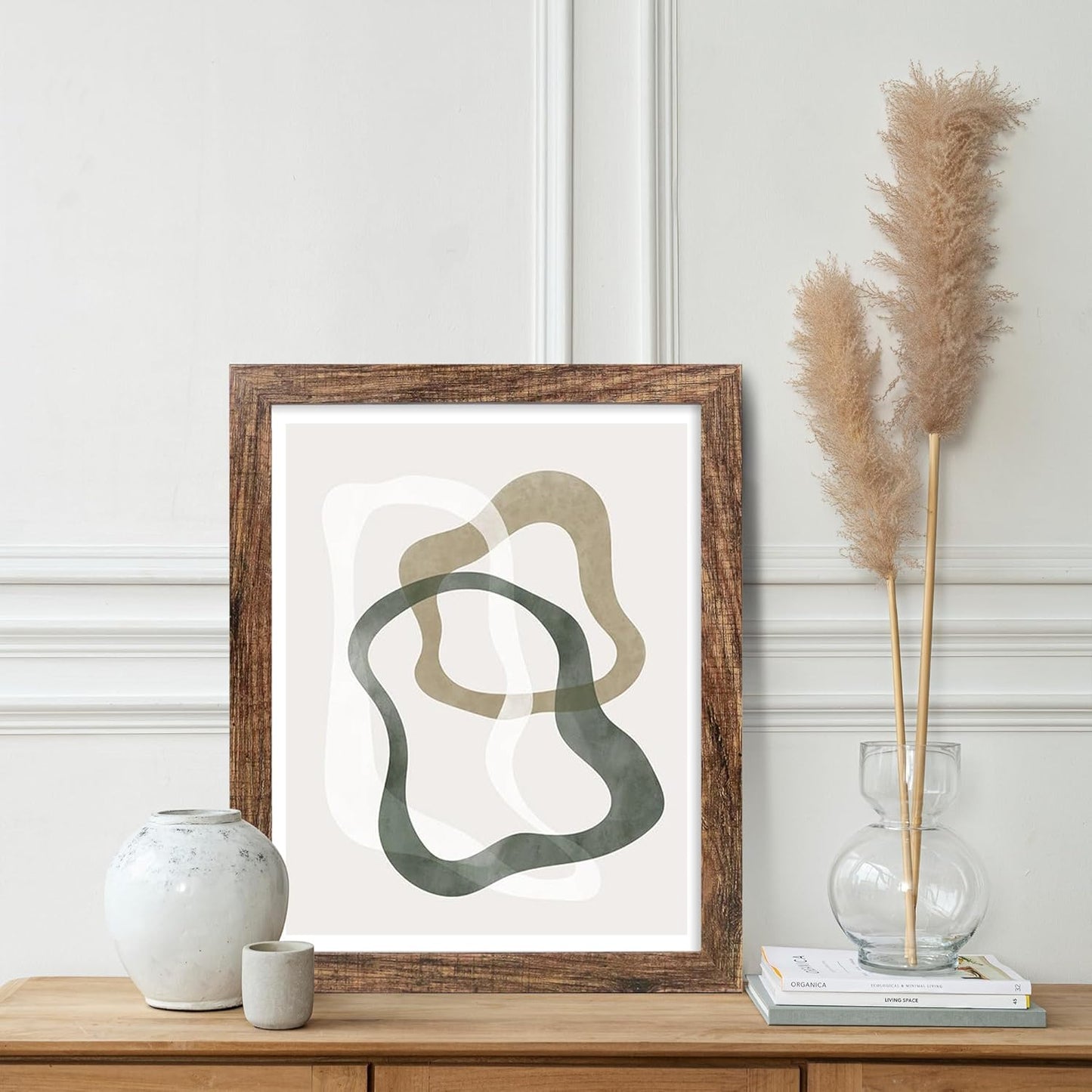 11x14 Picture Frame Set of 2, Rustic Brown Wood Frame with Real Glass Collage Picture Frames, Display Pictures Five 4x6 With Mat or 11 x 14 Without Mat, Photo Frames Wall Gallery