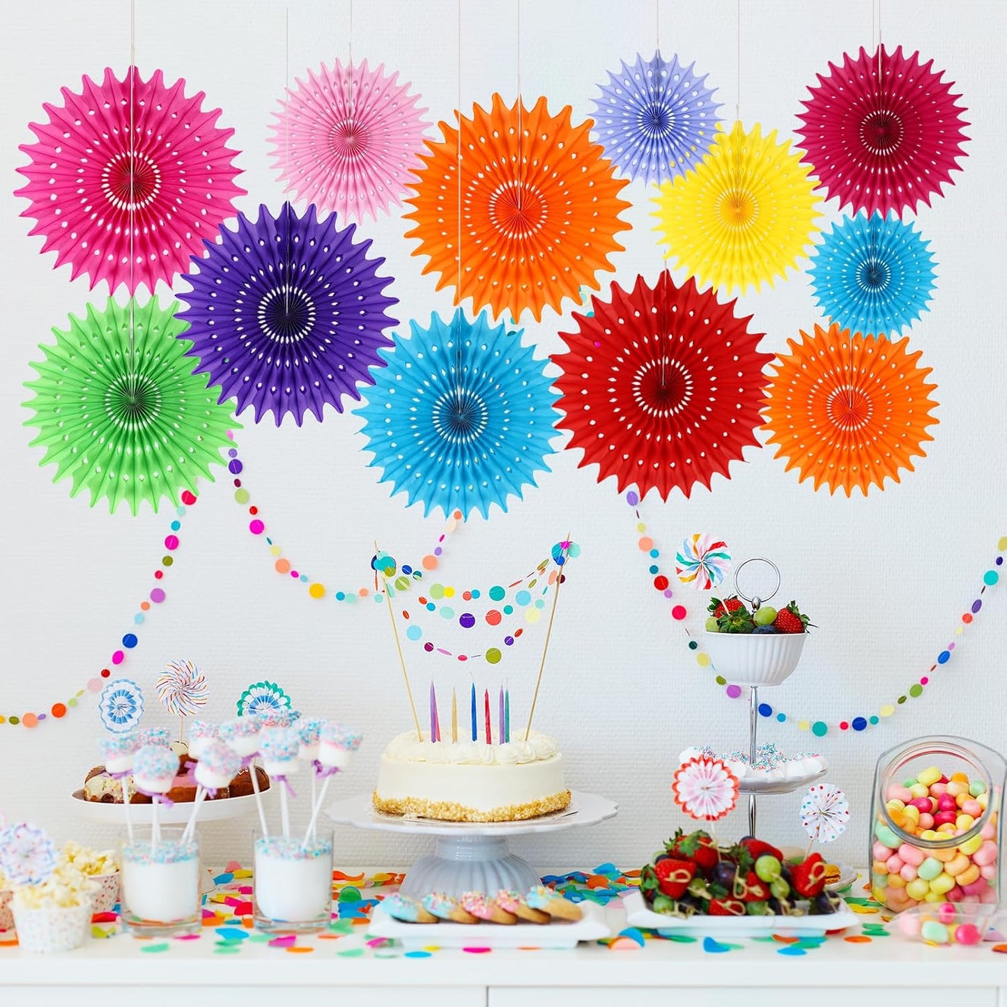 BestoFun 12PCS Paper Fans Mexican Party Decorations Tissue Paper Flowers Decorations for Girl Groovy Birthday Baby Shower Wedding Bachelorette Room Wall Hanging Décor