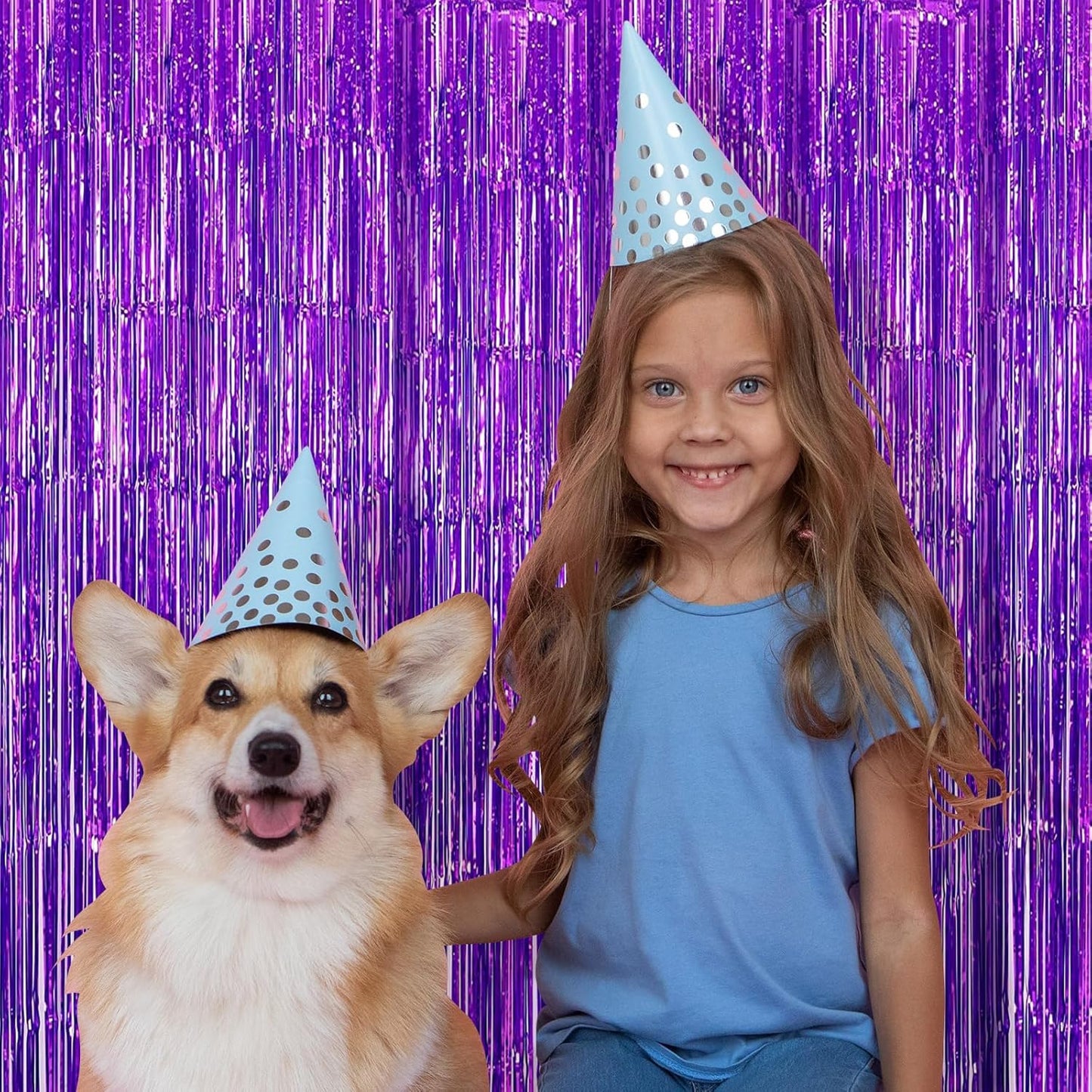 5 Pack Purple Fringe Backdrop 3.2ft x 8.2ft Foil Curtain Tinsel Foil Fringe Curtains Backdrop Tinsel Backdrop Streamers for Birthday Curtain Party Decoration Wedding Christmas Decoration (Purple)