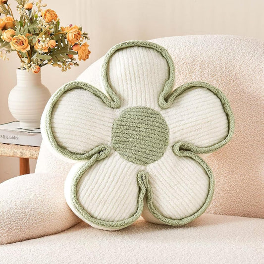 Soft Flower Shaped Floor Cushion, Plush Decorative Throw Pillow, Cute Seating Cushion, Room Decor Plush Pillows for Sofa Couch Bed (13.7 Inch, White)