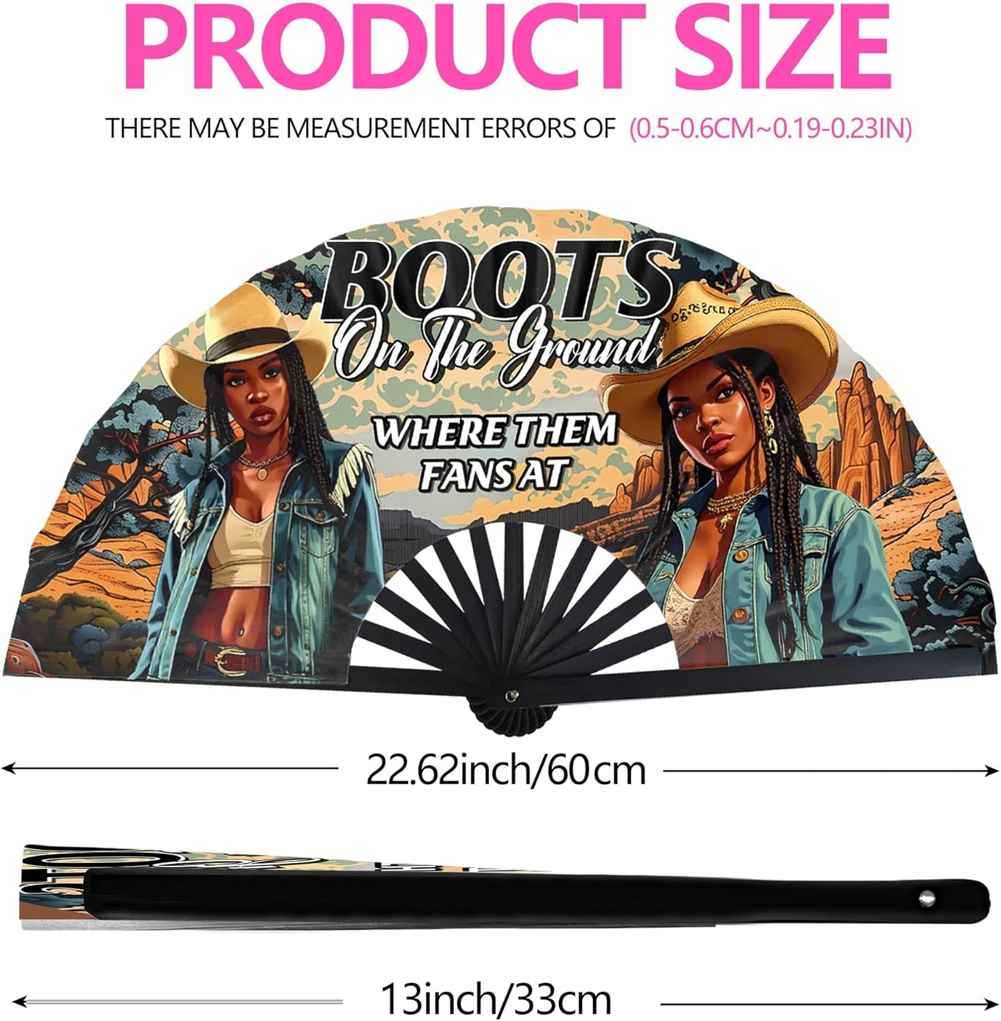 Boots On The Ground Hand Fan,Where Them Fans At Folding Fans,Clapping Clacking Fans For Line Dancing Unique Oriainal Pattern for Party Props Perfect Gifts for Line Dance Lover (Style 8)