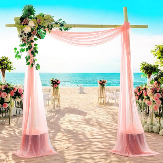 MDS Halloween Chiffon Draping Fabric - 2 Panel, 30" Wide x 30ft Long - Sheer Spooky Arbor & Canopy Drapery for Haunted House Backdrops, Party Ceilings, DIY Costumes & Themed Events - Peach