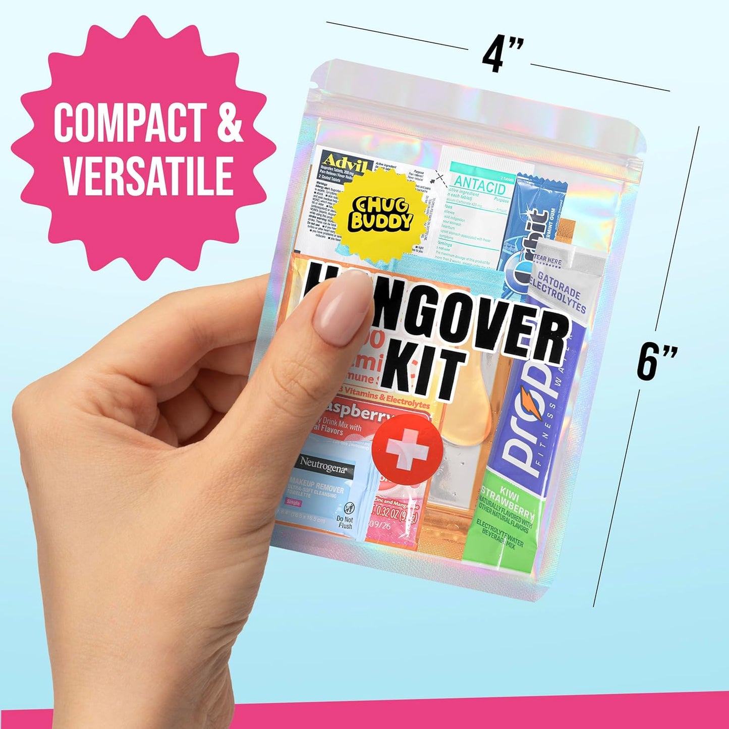 1 Pre-Filled Hangover Kit for Bachelorette Party Favors, 21st Birthday Gifts, Bridesmaid Gifts & Girls' Trips | Hangover Kit Bags & Supplies for Parties & Corporate Events