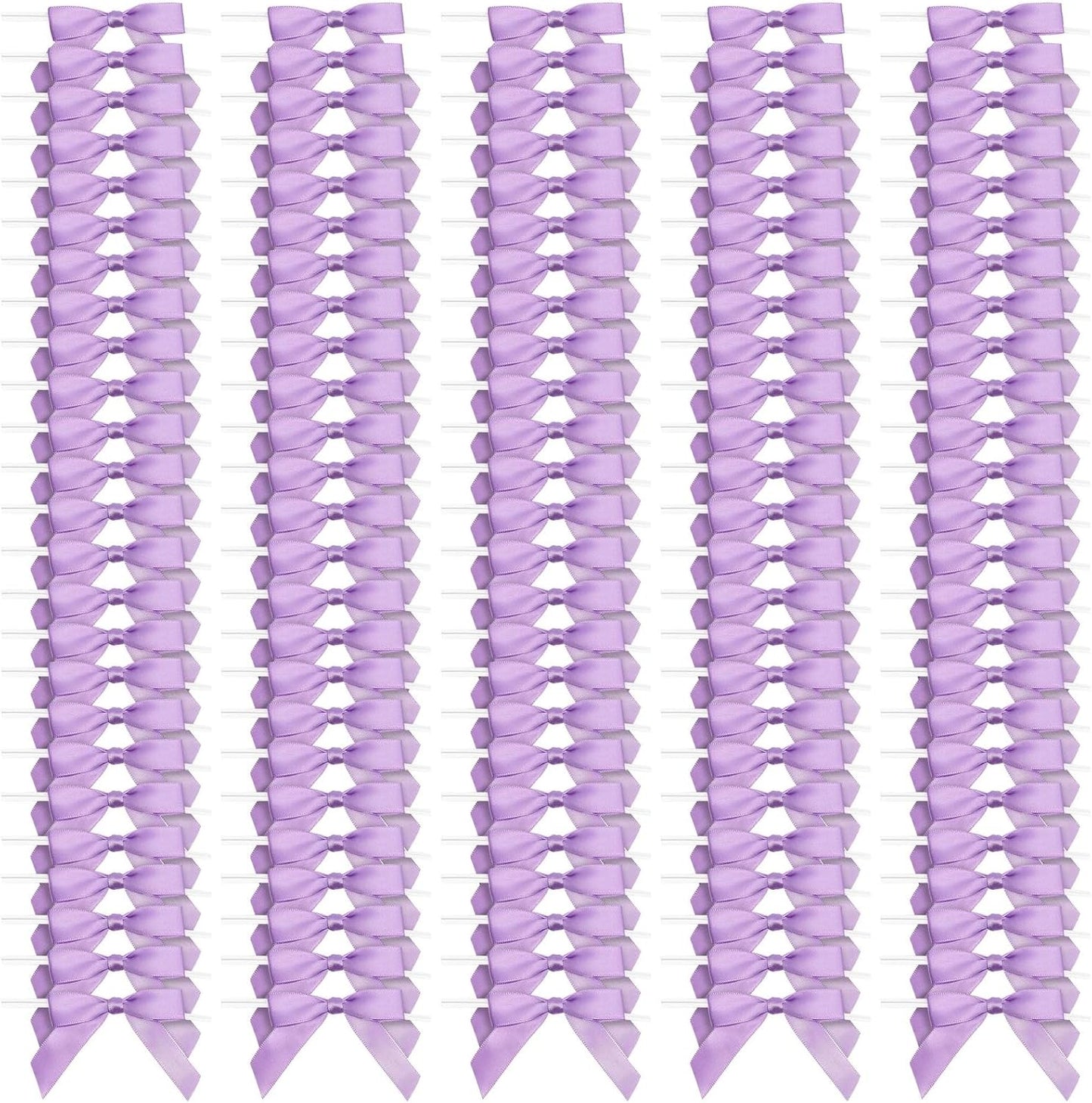 Bright Creations 100 Pack Purple Twist Tie Bows for Treat Bags, 3" Small Satin Ribbons for Craft Decoration, Gift Wrap, Themed Party Favors, Baked Goods - Purple Bow