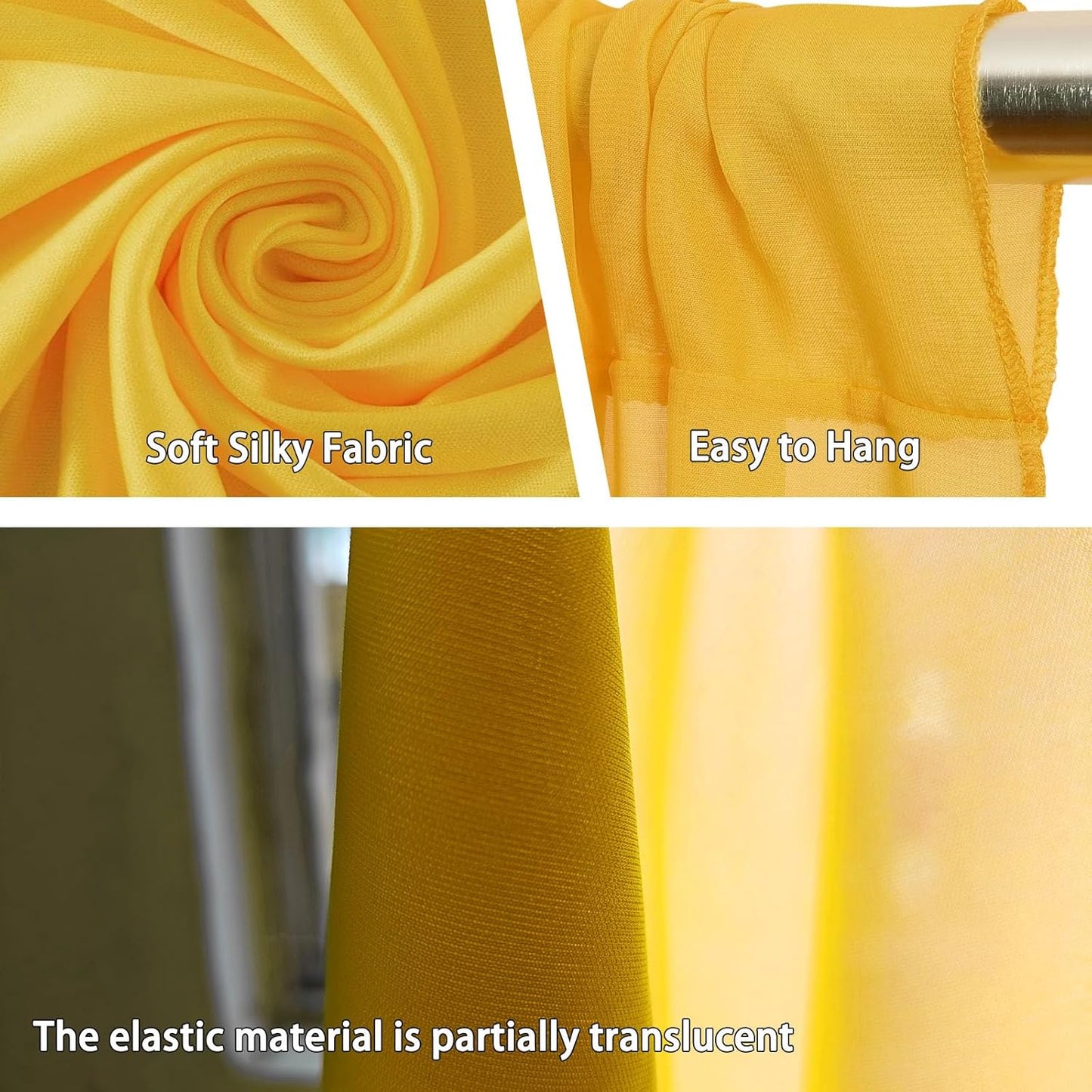 10 x 7 Feet Yellow Backdrop Curtain for Partie, Background Curtains for Photoshoot, Birthday, Wedding, Halloween, Thanksgiving, Christmas Day, New Year Party Decorations 5Ft x 7Ft, 2 Panels