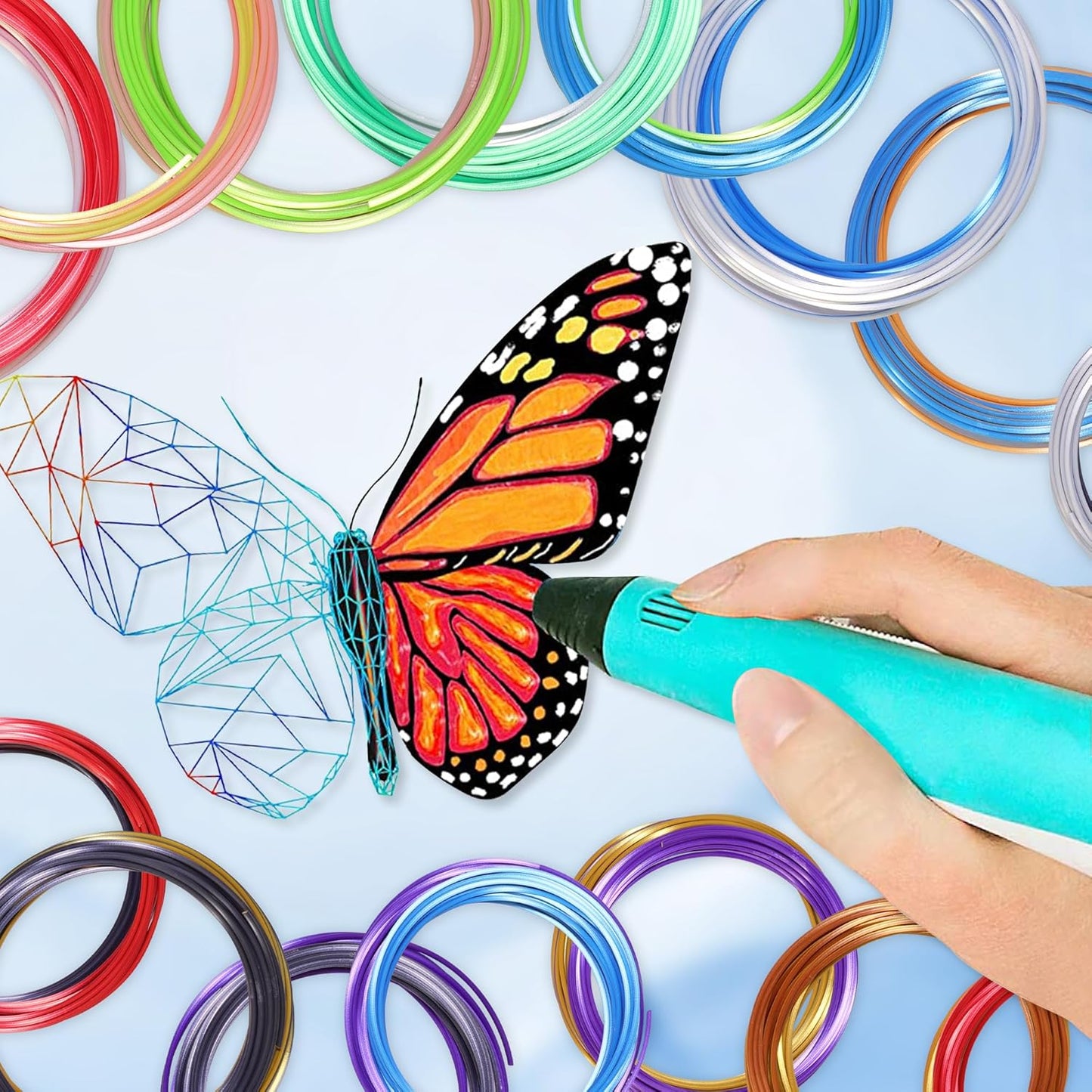 MIKA3D 2 Dual Color in 1 Silk PLA Filament Refill Sample Pack, 16 Different Dual Color Silk PLA, Each 4 Meter Length, Total 64m Silk Shiny Dual Color PLA 3D Printer 3D Pen Filament