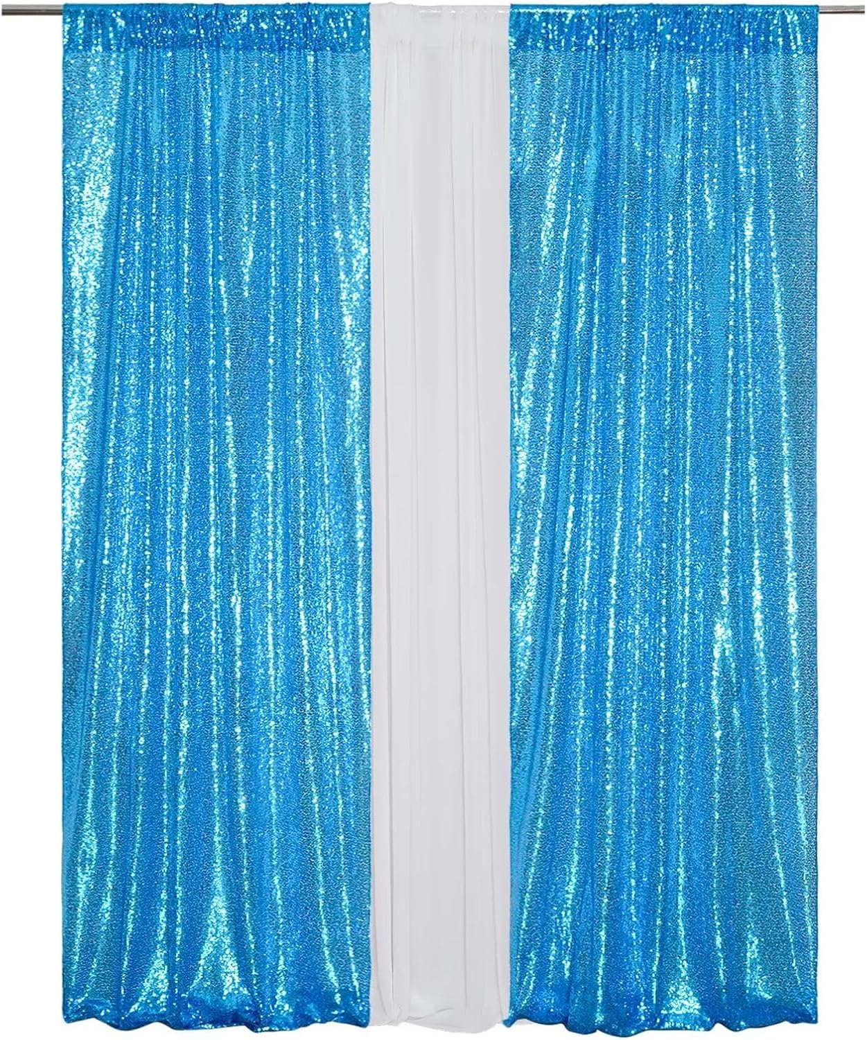 Eternal Beauty 2 PCS Sequin Backdrop Curtain, Sequin Wedding Backdrop for Christmas Party, Birthday (Turquosie 2FTx8FT)