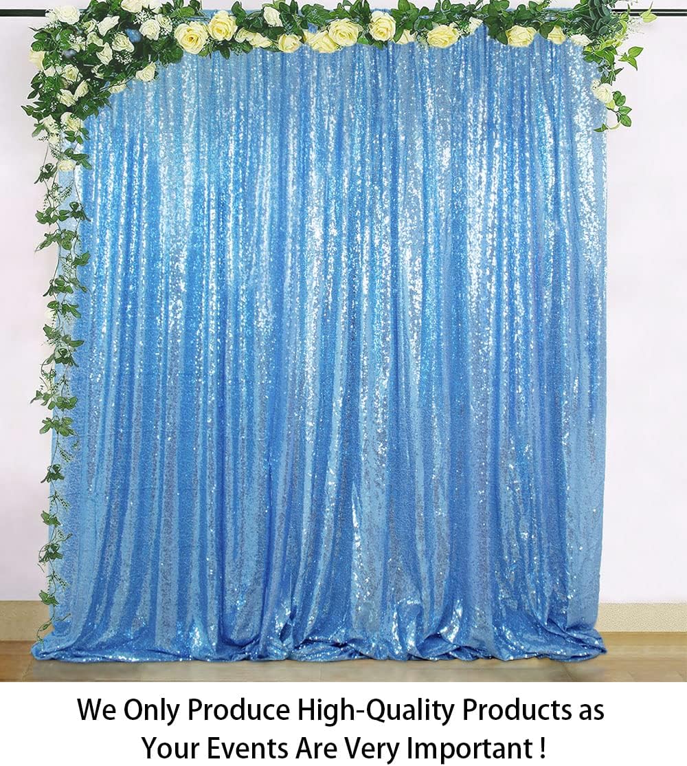 ShinyBeauty Baby Blue Sequin Backdrop Curtain | 2 Panels 5FTx10FT Glitter Wedding & Photography Background | Light Blue Shimmer Curtains for Elegant Events