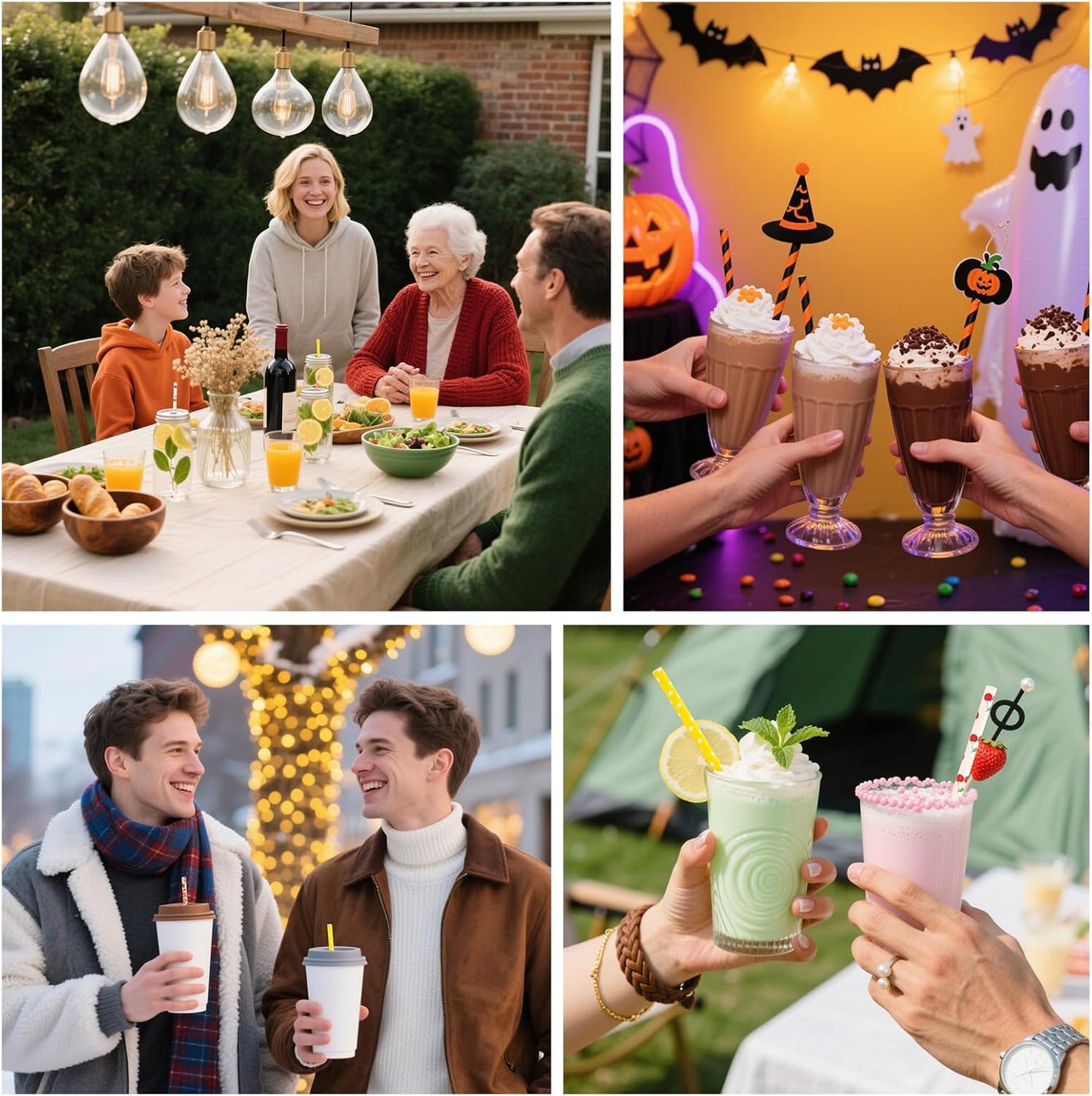 HAKACC Paper Straws for Drinking, 200PCS Party Straws for Birthday Wedding and Holiday DIY Decorations, 10 Styles