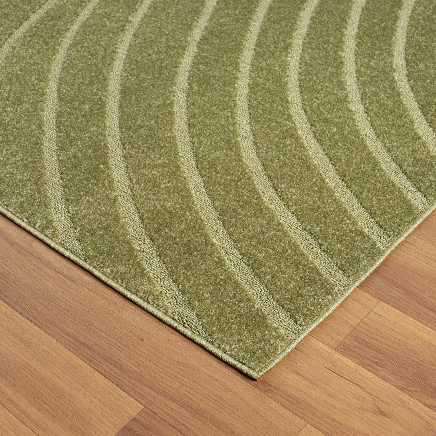 LUXE WEAVERS Modern Geometric Wave Green 6x9 Area Rug, Contemporary Stain Resistant Carpet