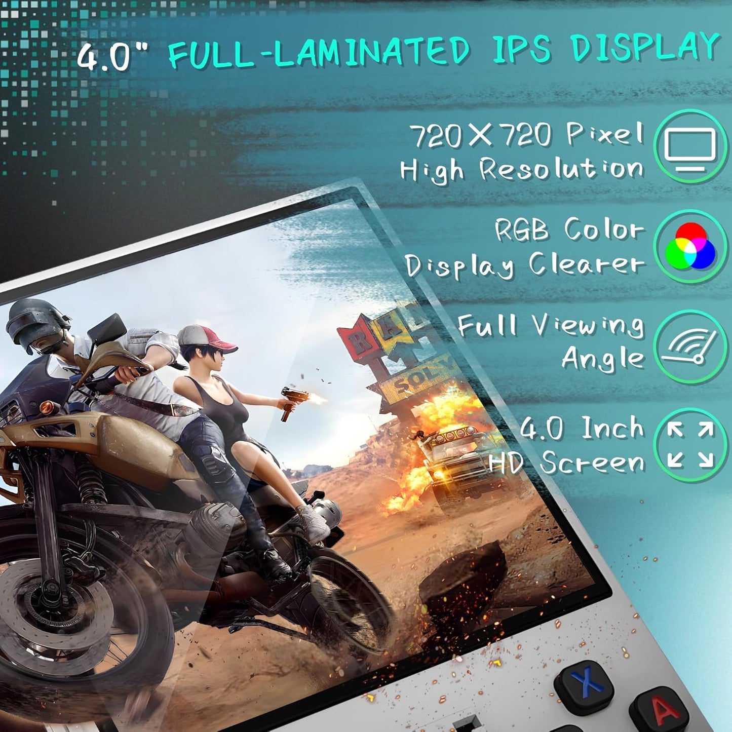 R36MAX Handheld Game Console, 40000+ Games Retro Gaming Console, 256GB TF Card Mini Retro Video Console, 4000mAh Rechargeable 4.0" IPS HD Screen Portable Pocket Arcade (White)