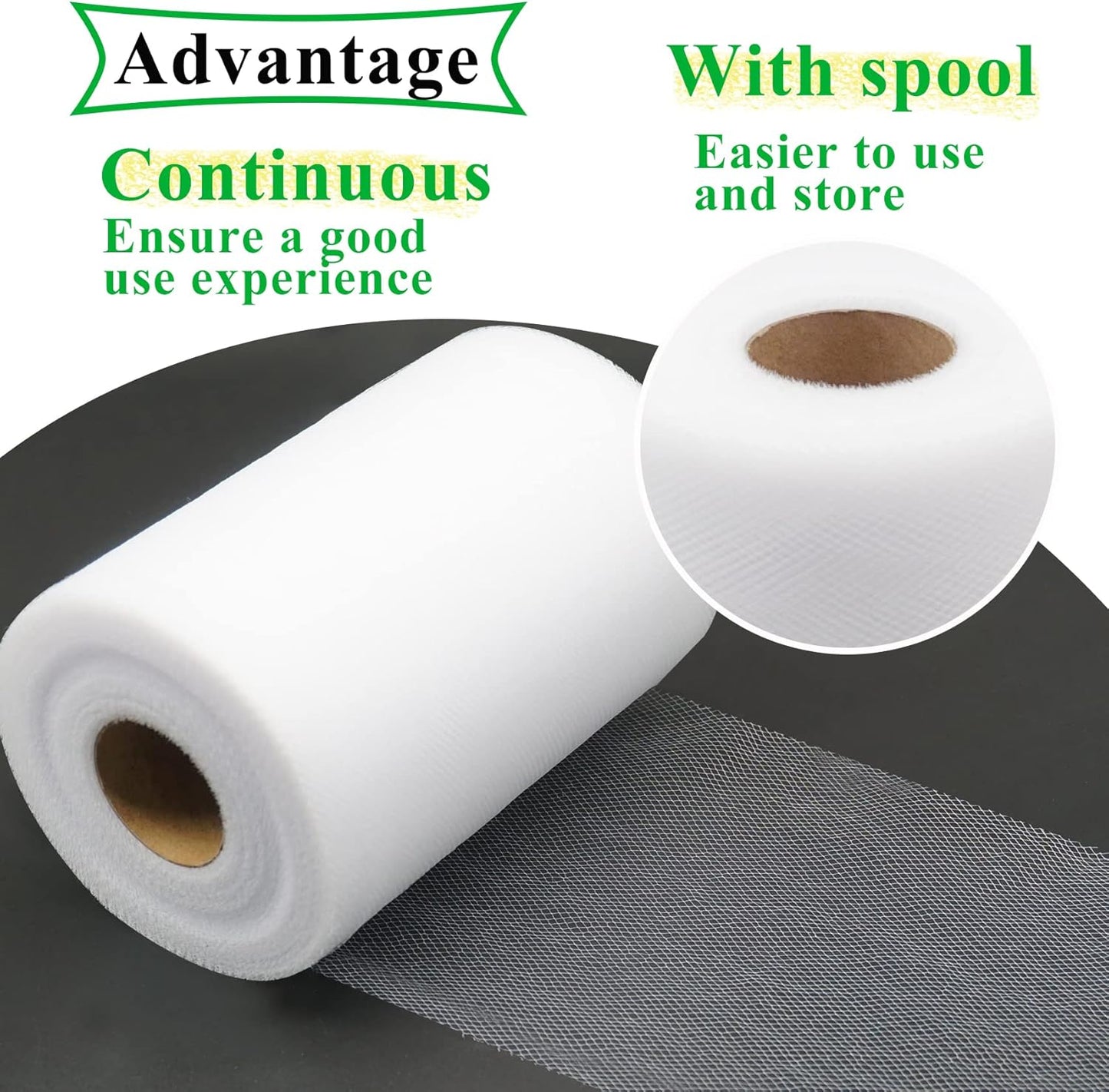 White Tulle Fabric Rolls 6 Inch by 100 Yards (300 feet) Fabric Spool Tulle Ribbon for DIY White Tutu Bow Baby Shower Birthday Party Wedding Decorations Christmas Gift Wrapping Craft Supplies