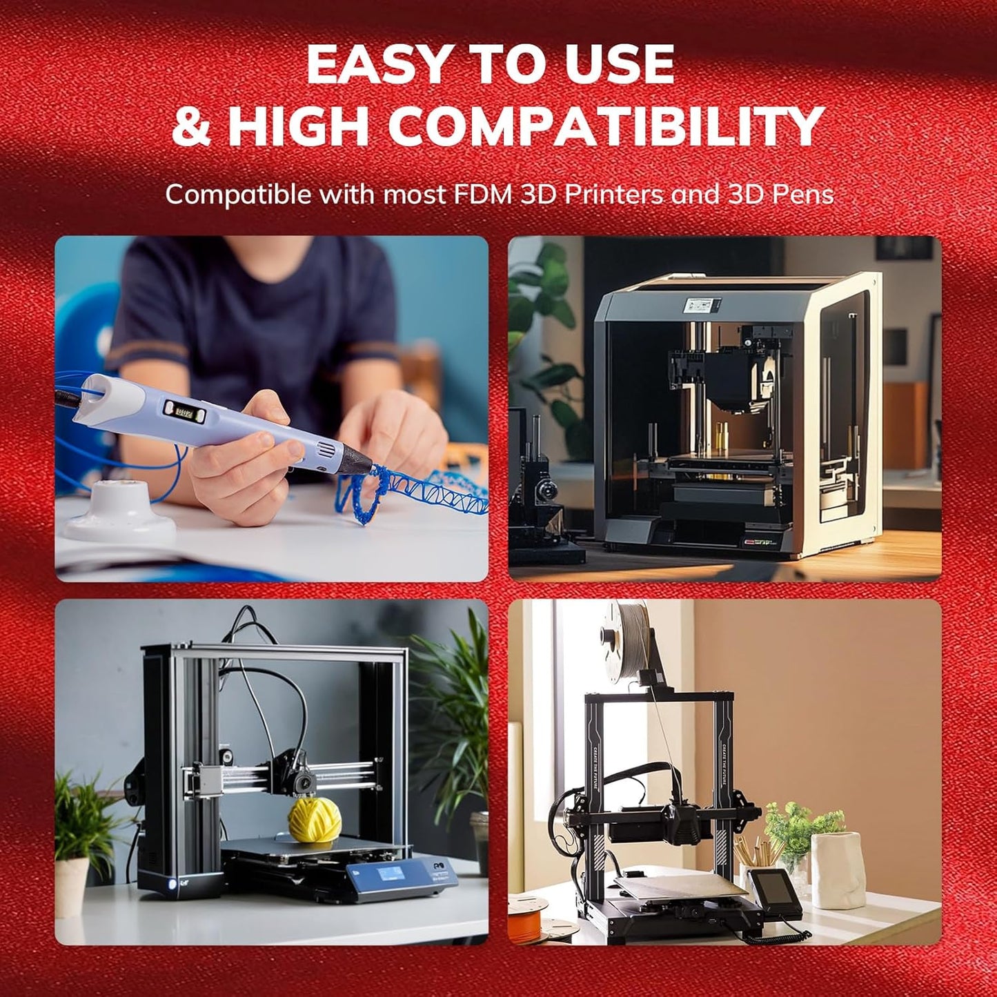 AMOLEN Silk PLA 3D Printer Filament 4KG Bundle, Shiny Dual Color PLA Filament 1.75mm Pack, Multicolor Change PLA 3D Printing Filament for Most FDM 3D Printer, Black Series