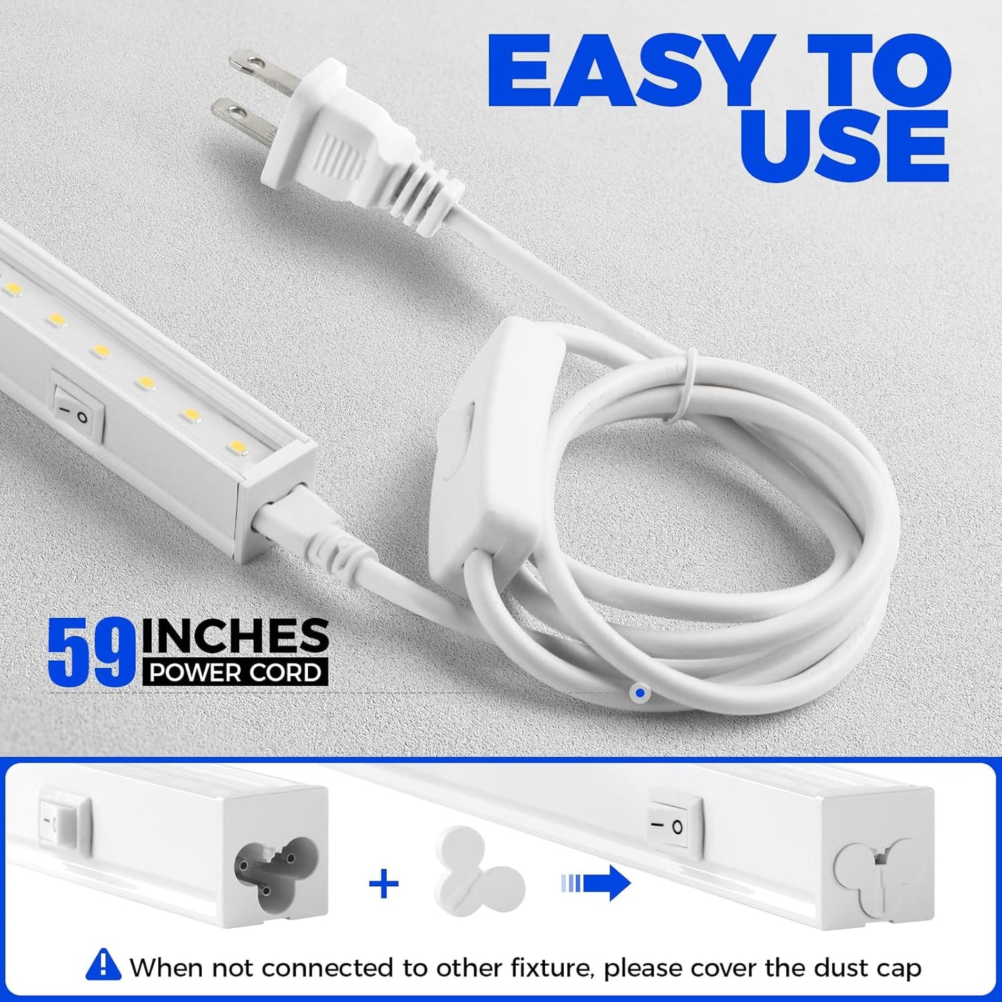 Barrina T5 Grow Lights for Indoor Plants, 5000K Full Spectrum, 1FT LED Growing Lamp, Plant Light Strip, for Seed Starting, Vegetables, Plug and Play, 4-Pack