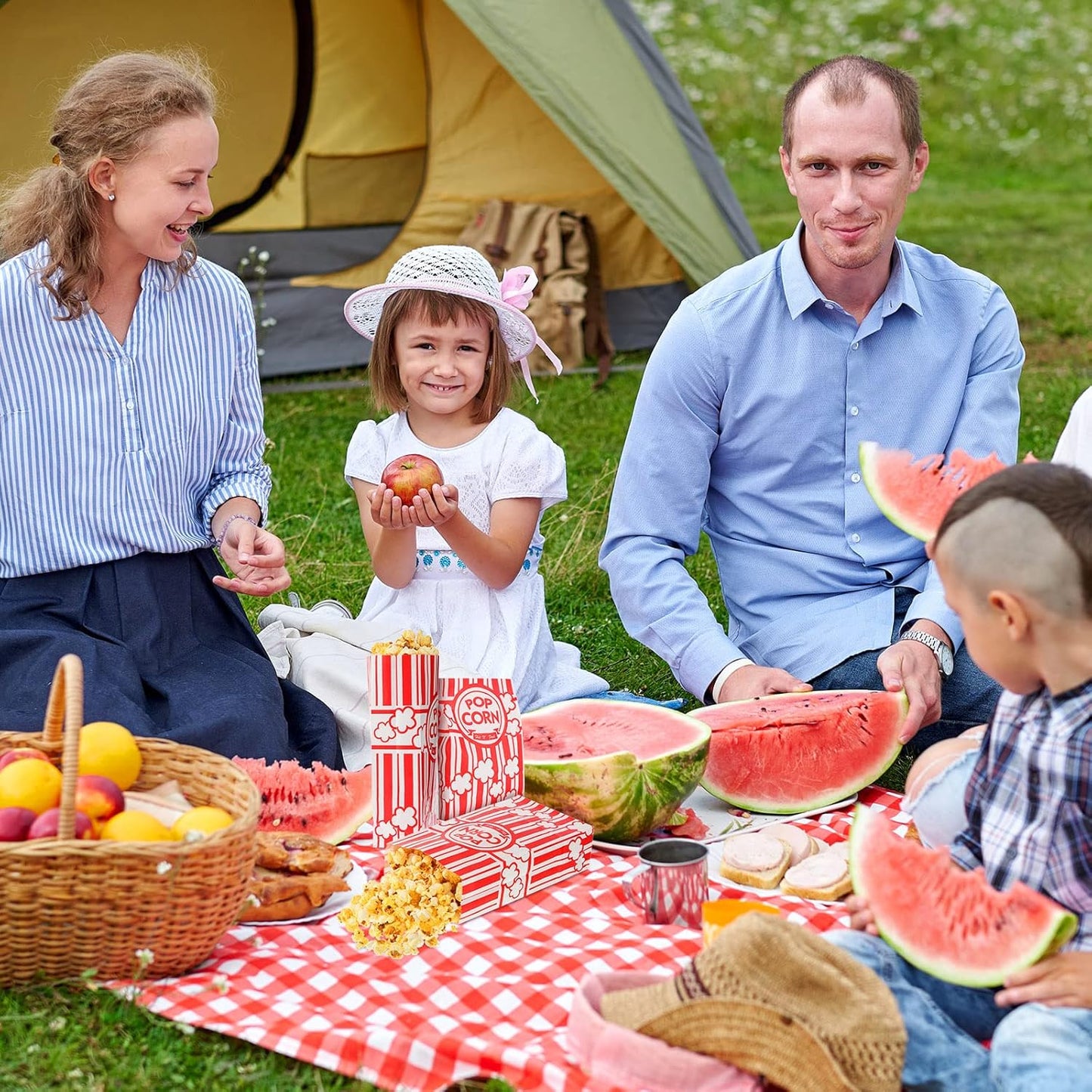 500 Pcs Paper Popcorn Bags Bulk 2 oz Large Flat Bottom Boxes Red and White Disposable Container Sleeve Movie Night Popcorn Bucket for Retro Movie Themed Party Carnival Supplies (Red and White)